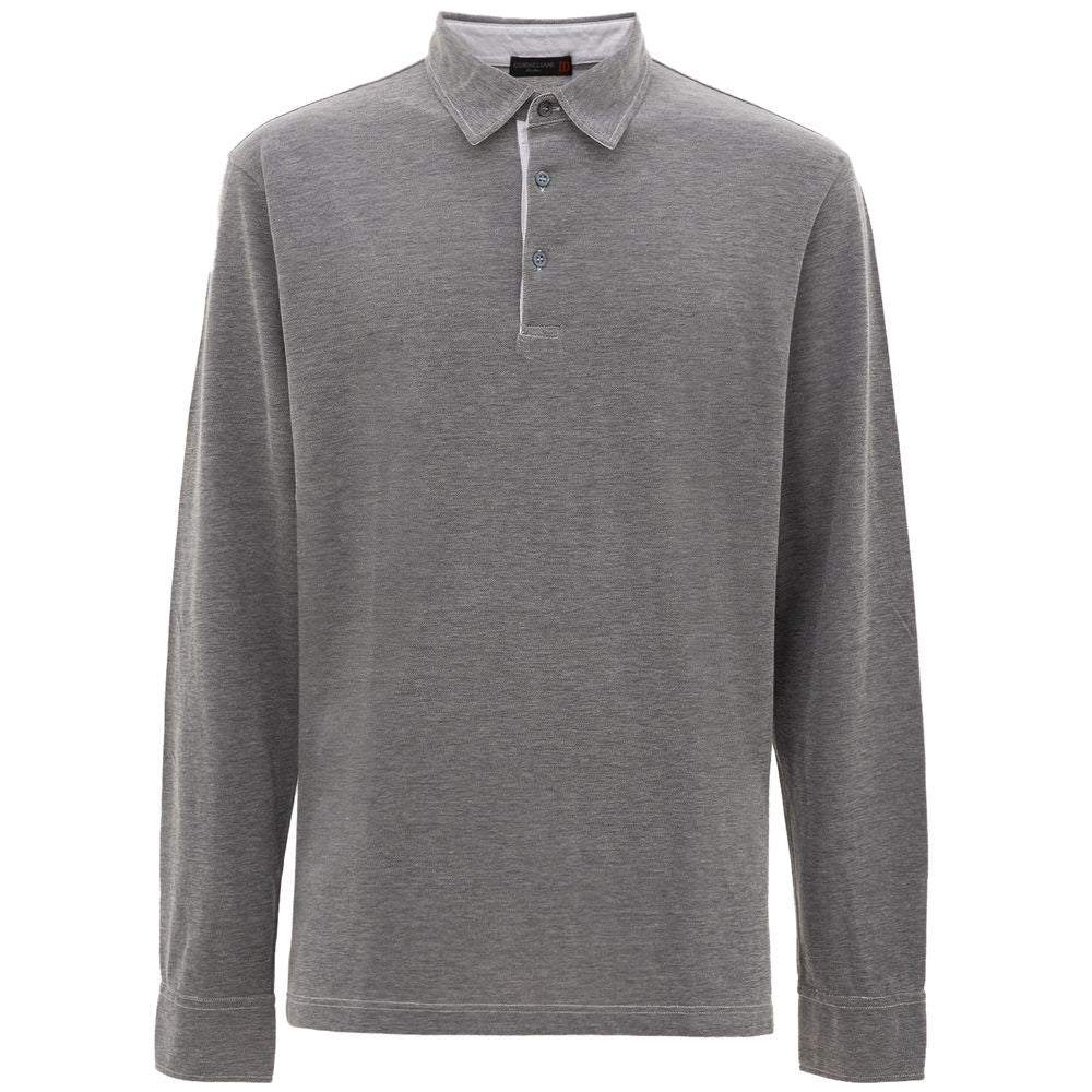 Elevate your style with the Corneliani Gray Cotton Polo Shirt, a masterpiece of Italian craftsmanship that embodies sophistication and timeless elegance for the discerning individual.