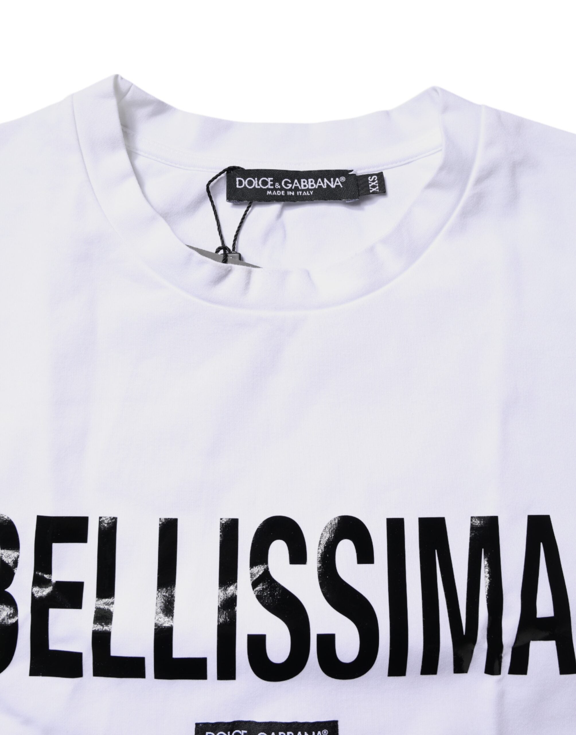 Dolce & Gabbana White Bellissima Cotton Crew Neck T-shirt