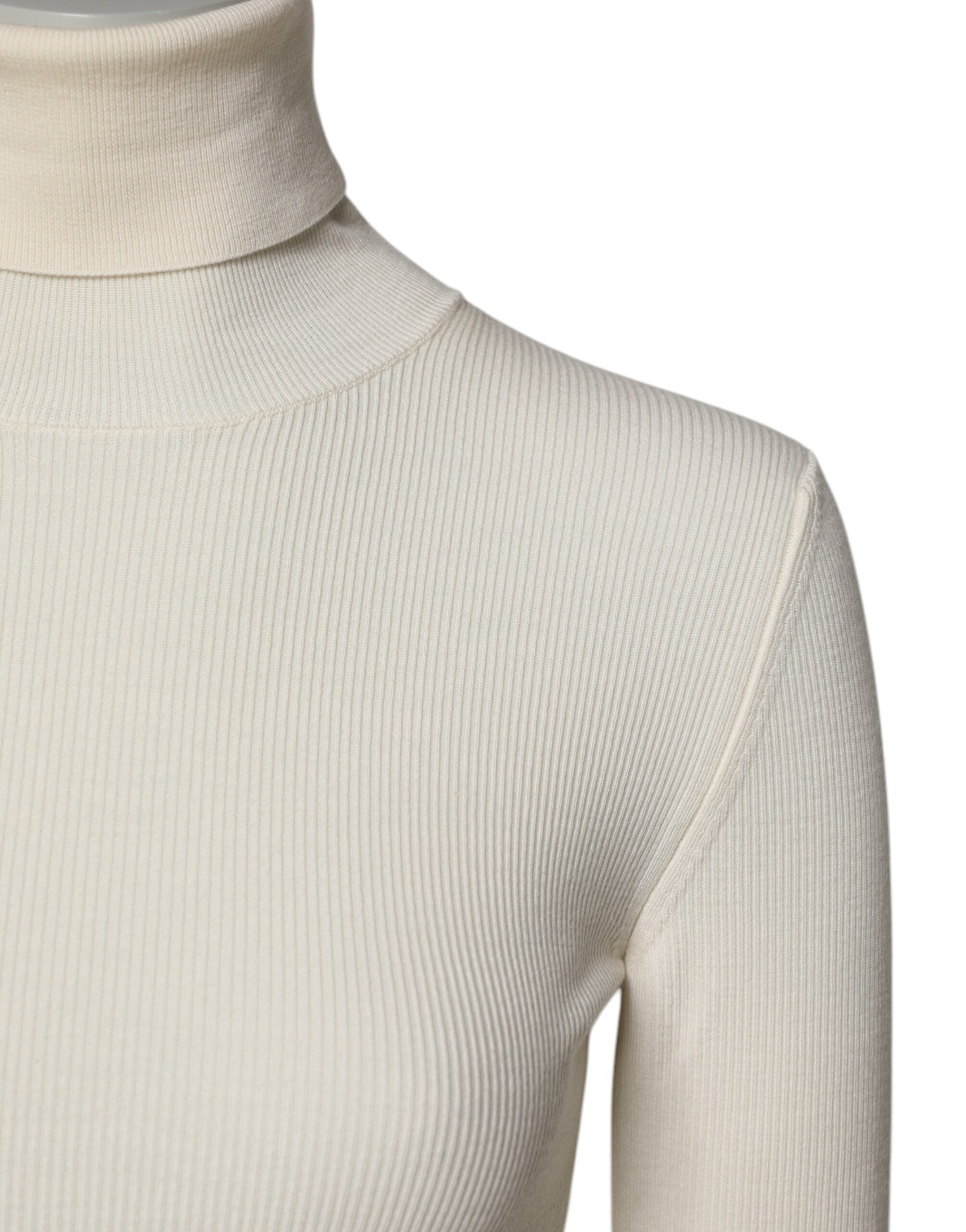 Dolce & Gabbana Cream Long Sleeves Turtleneck Slim Sweater