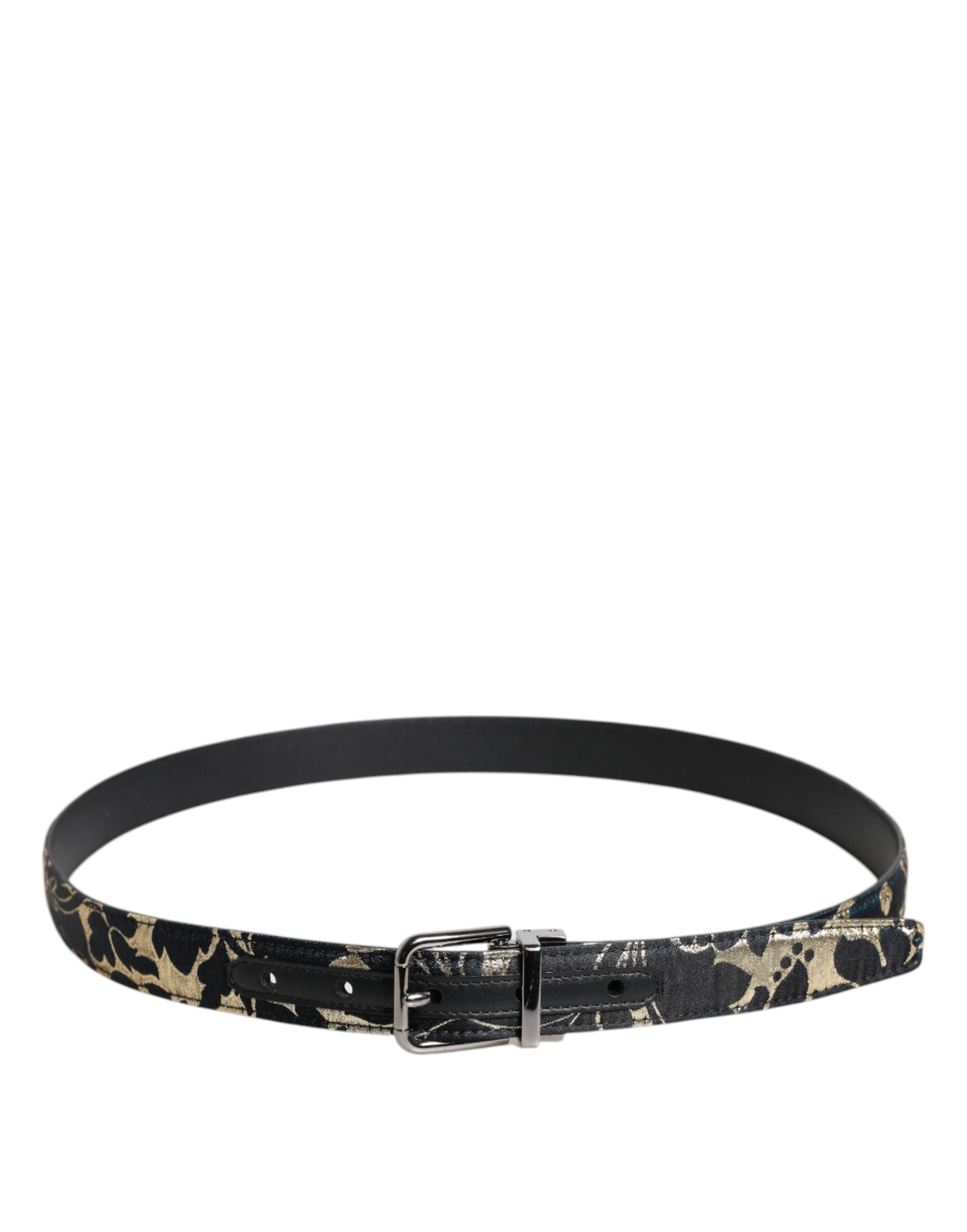 Dolce & Gabbana Multicolor Jacquard Leather Logo Buckle Belt