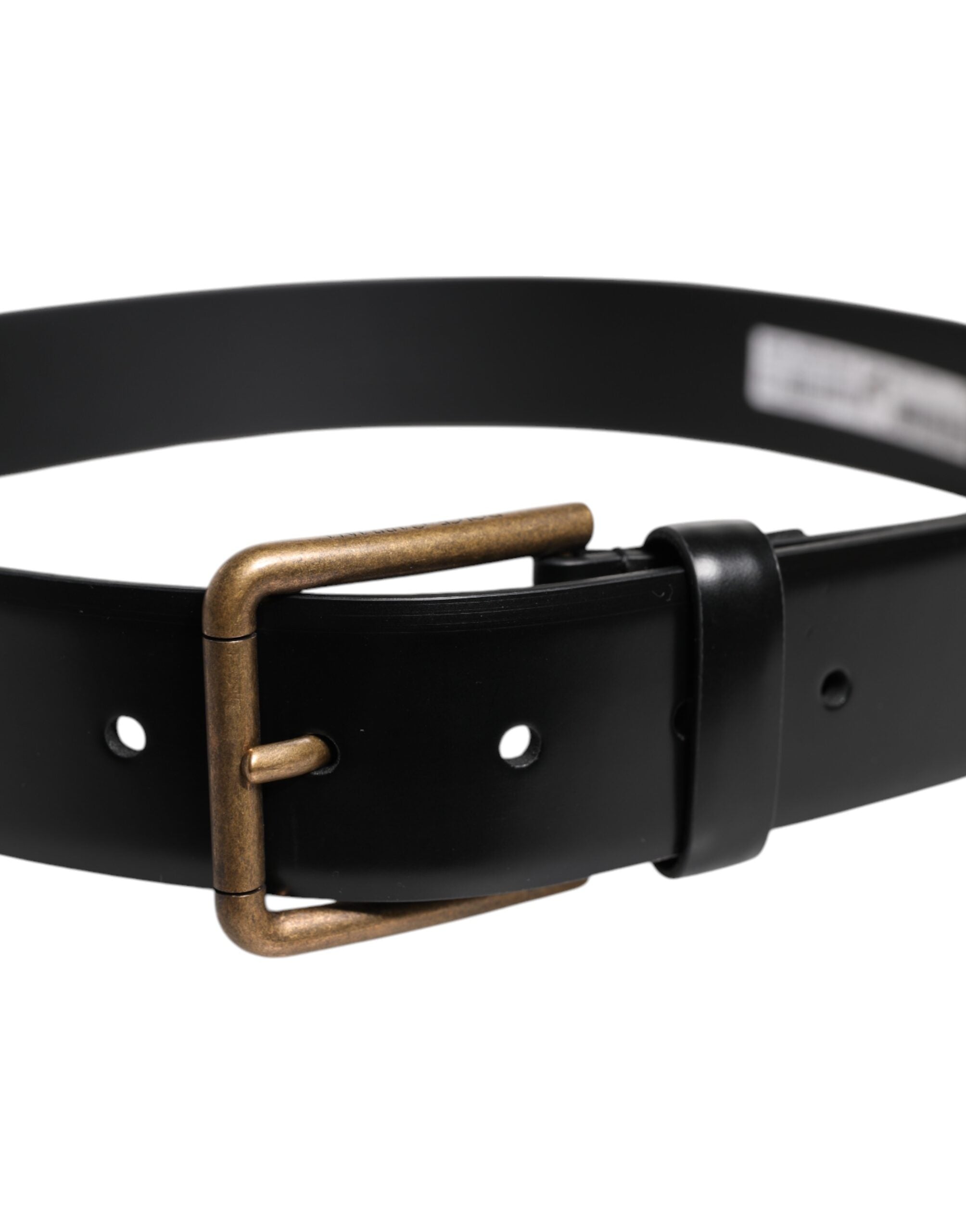 Dolce & Gabbana Black Leather DG Logo Plaque Buckle Belt