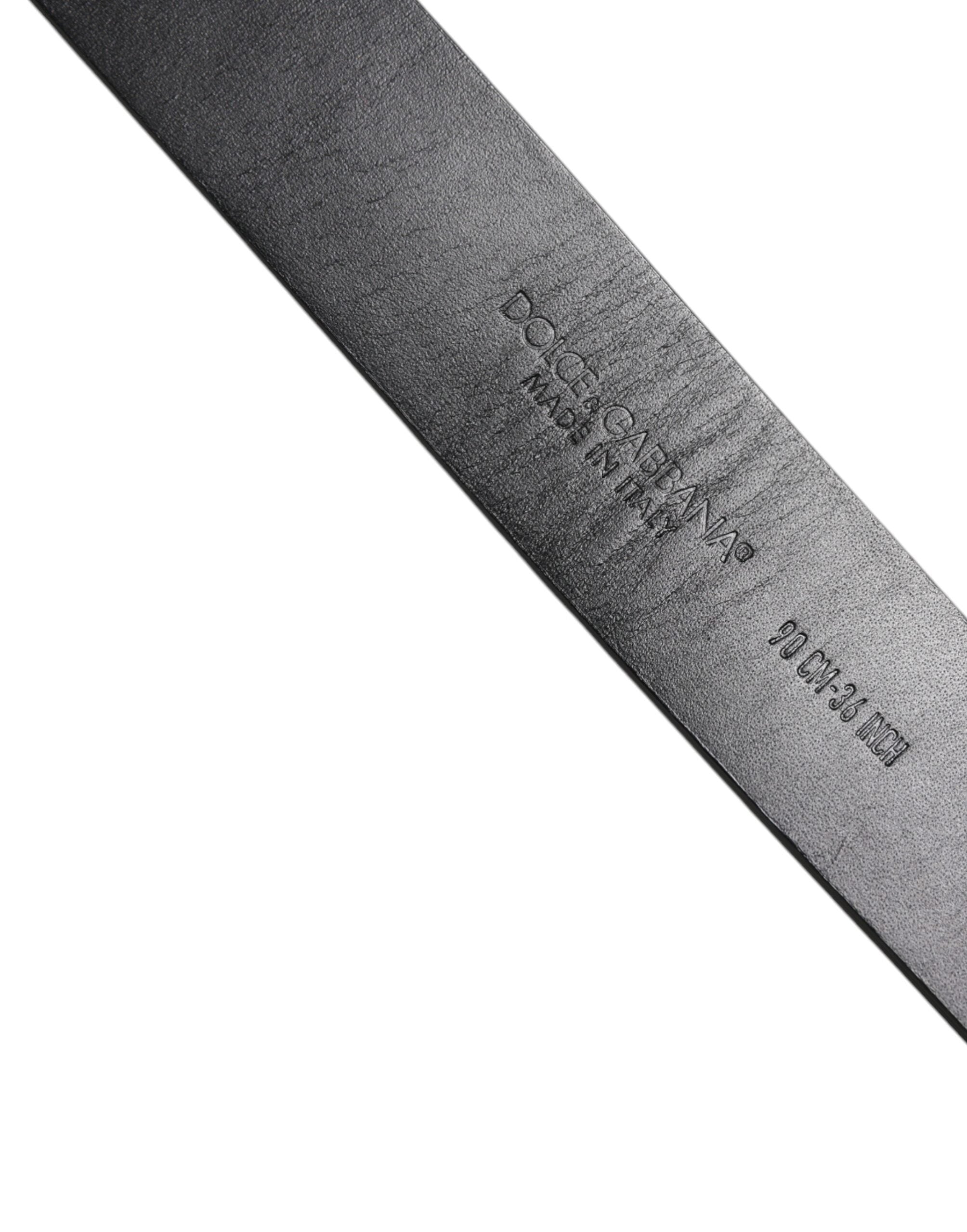 Dolce & Gabbana Black Leather Classic Metal Logo Buckle Belt