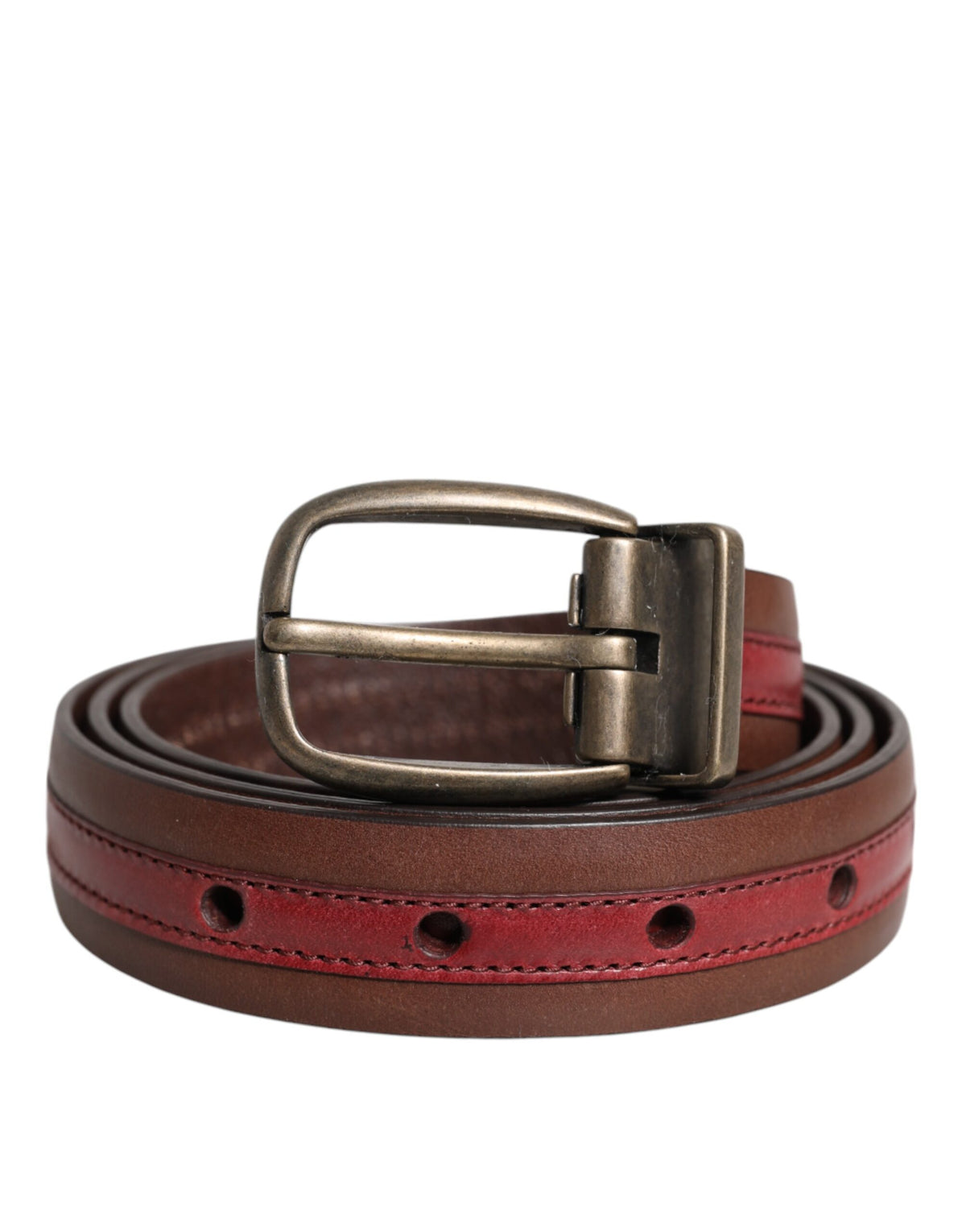 Dolce & Gabbana Burgundy Leather Buckle Belt - Timeless Luxury