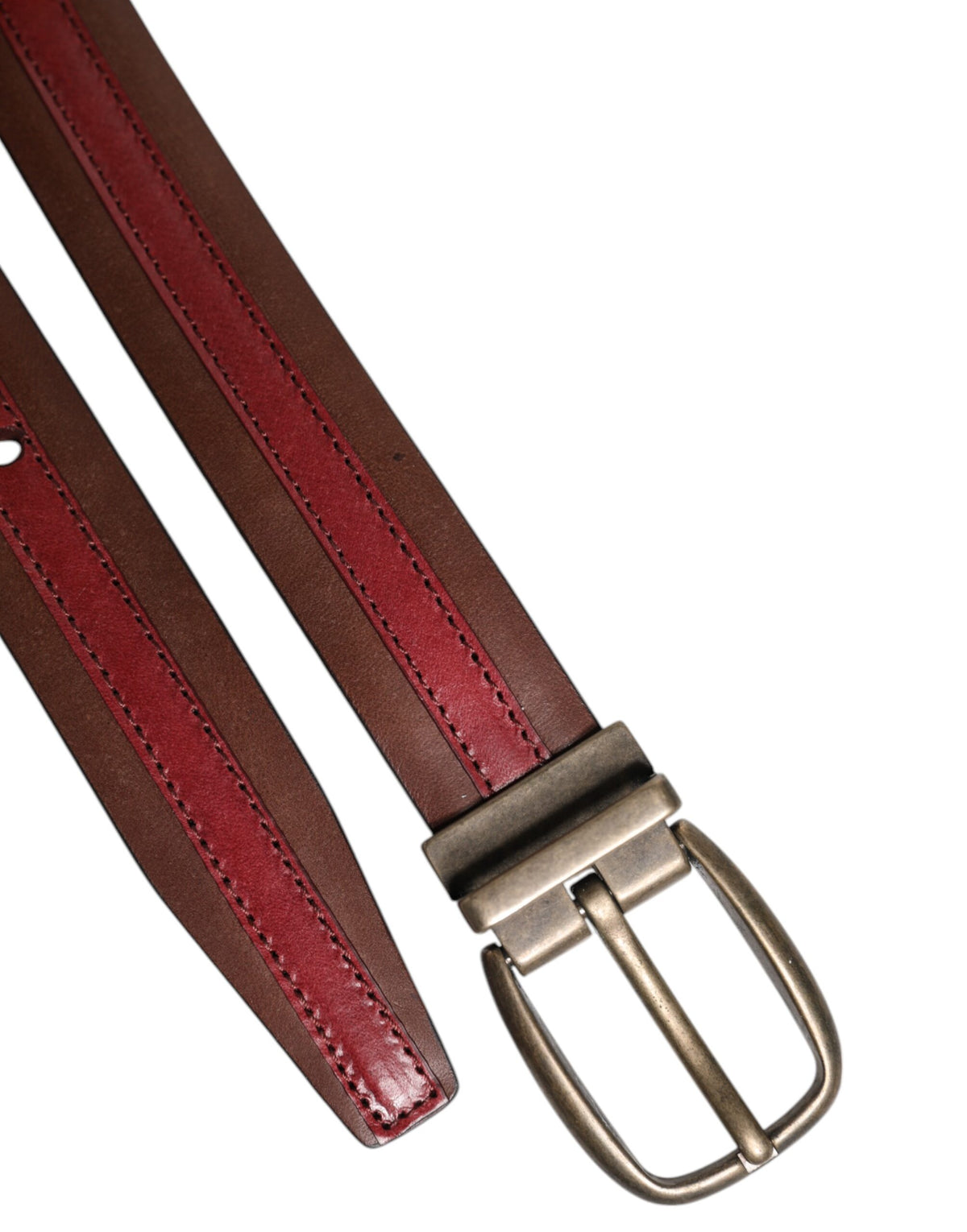 Dolce & Gabbana Burgundy Leather Buckle Belt - Timeless Luxury