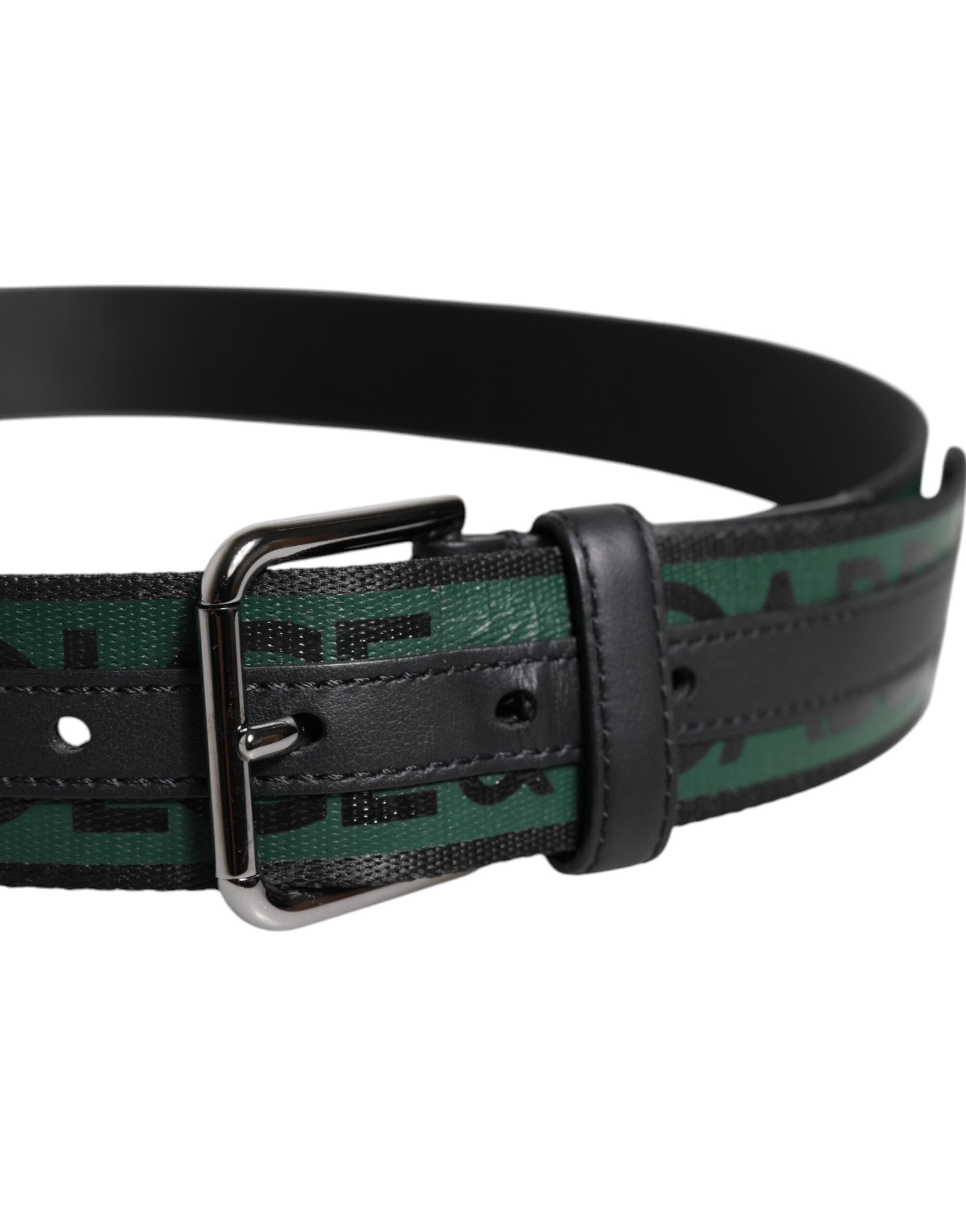 Dolce & Gabbana Green Black Classic Metal Logo Buckle Belt