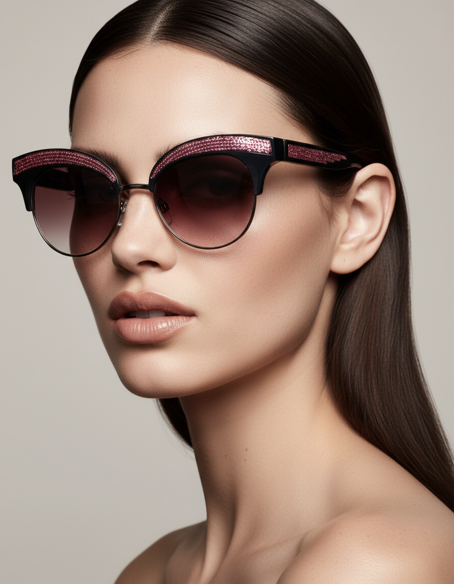Dolce & Gabbana Black Pink Mirrored Cat Eye DG6109 Sequined Sunglasses
