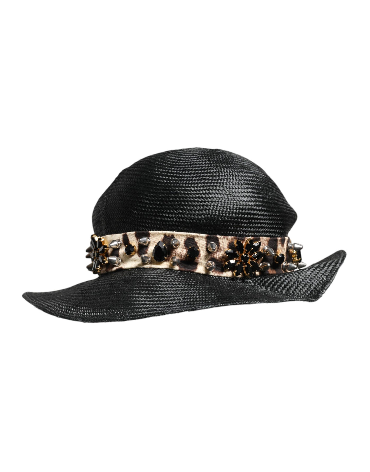 Dolce & Gabbana Black Straw Crystal Wide Brim Hat - Timeless Elegance
