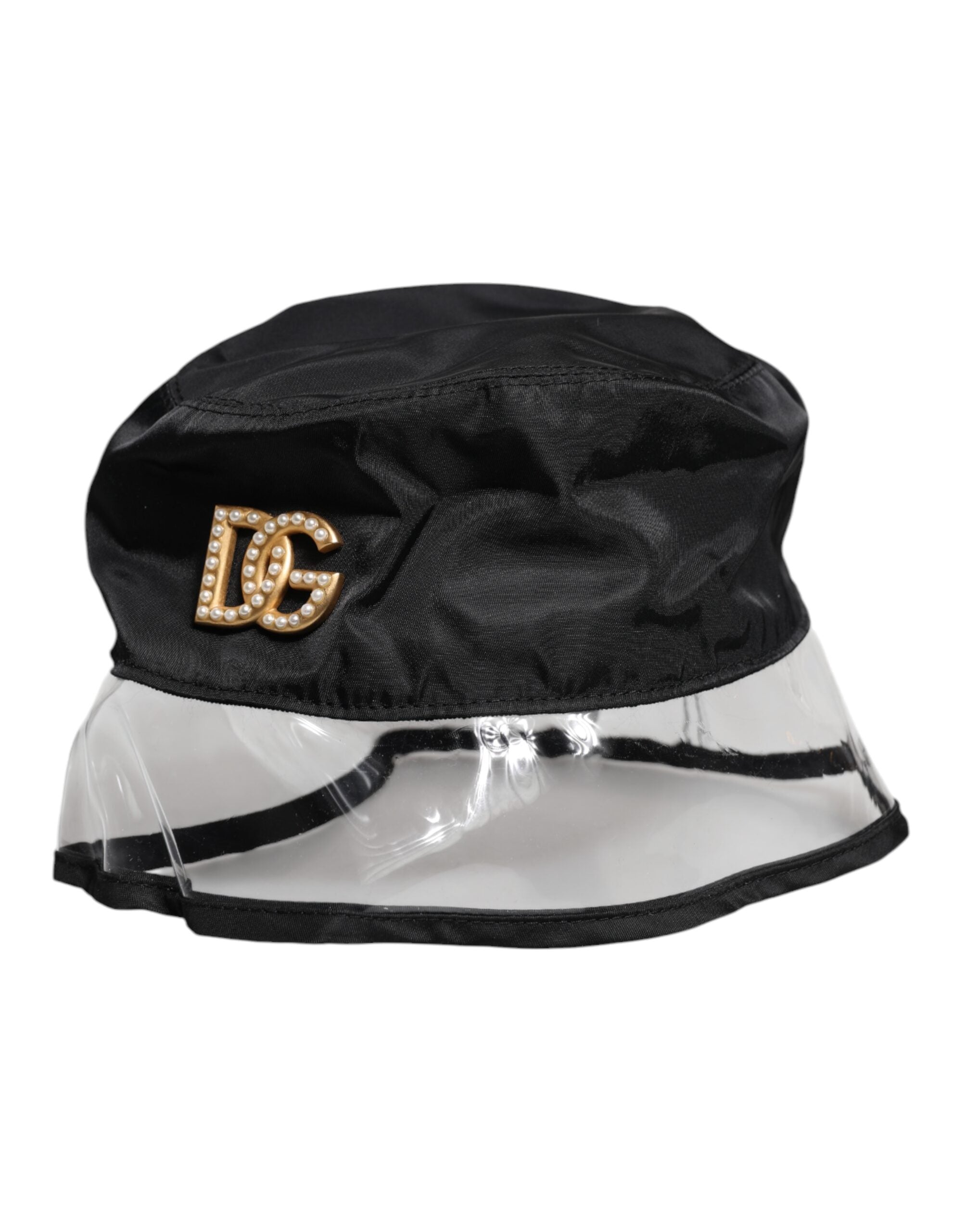 Dolce & Gabbana Black Nylon PVC DG Logo Bucket Hat