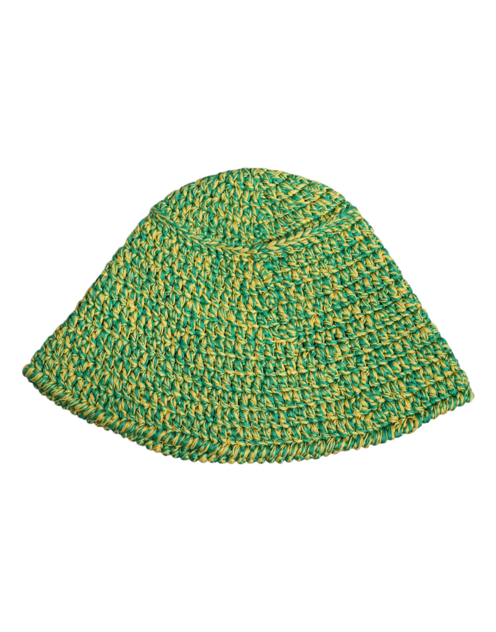 Dolce & Gabbana Green Cotton Crochet DG Logo Bucket Hat