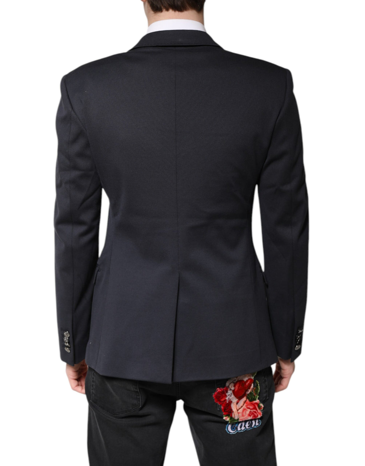 Dolce & Gabbana Dark Blue Cotton Blazer for Timeless Elegance