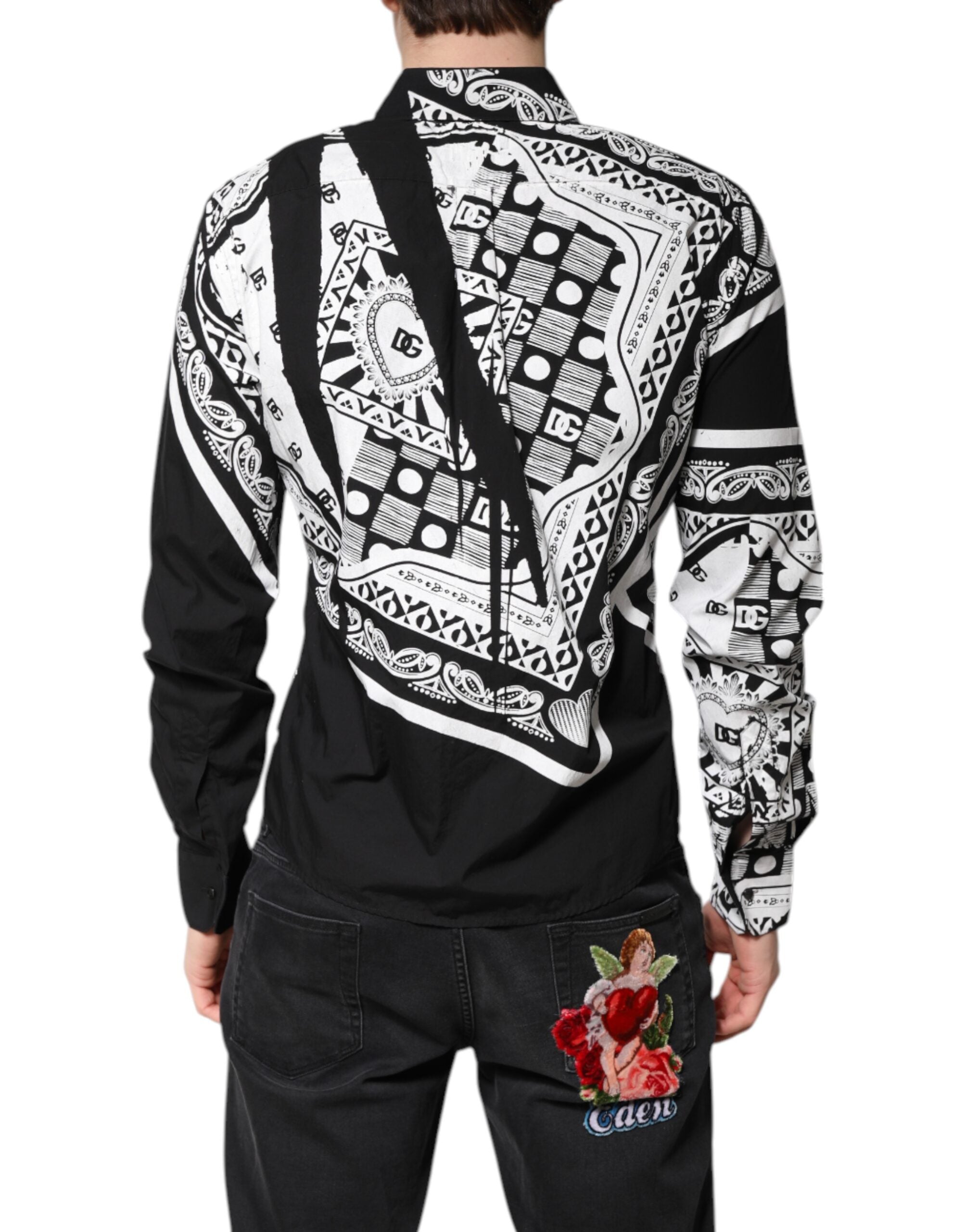 Dolce & Gabbana Black White Bandana MARTINI Casual Shirt
