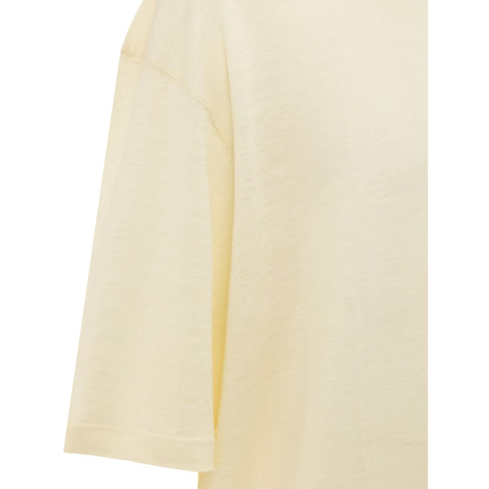 Elevate your summer wardrobe with the Corneliani Yellow Linen T-Shirt, a masterpiece of Italian craftsmanship that embodies effortless elegance and refined sophistication.