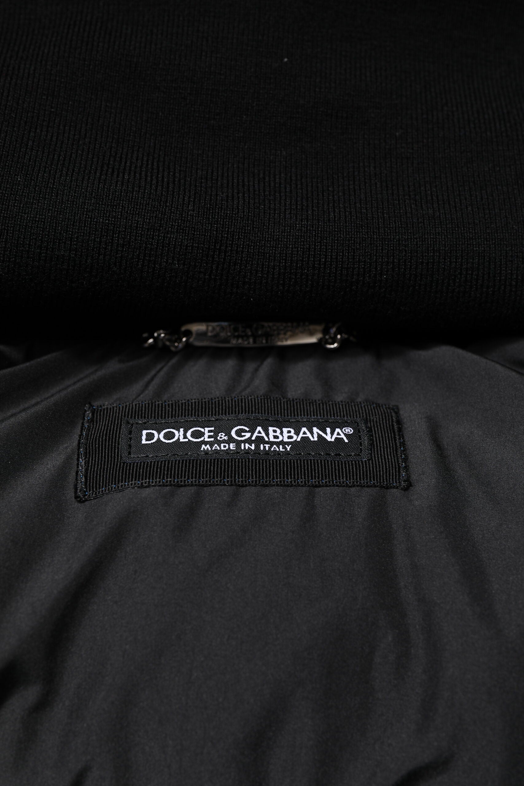 Dolce & Gabbana Blue Logo Full Zip Hooded Quilted Jacket