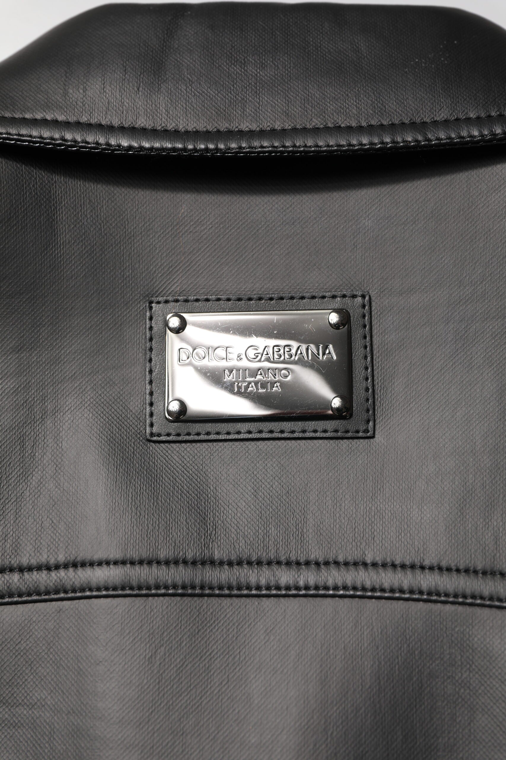 Dolce & Gabbana Black Polyester Button Down Biker Jacket