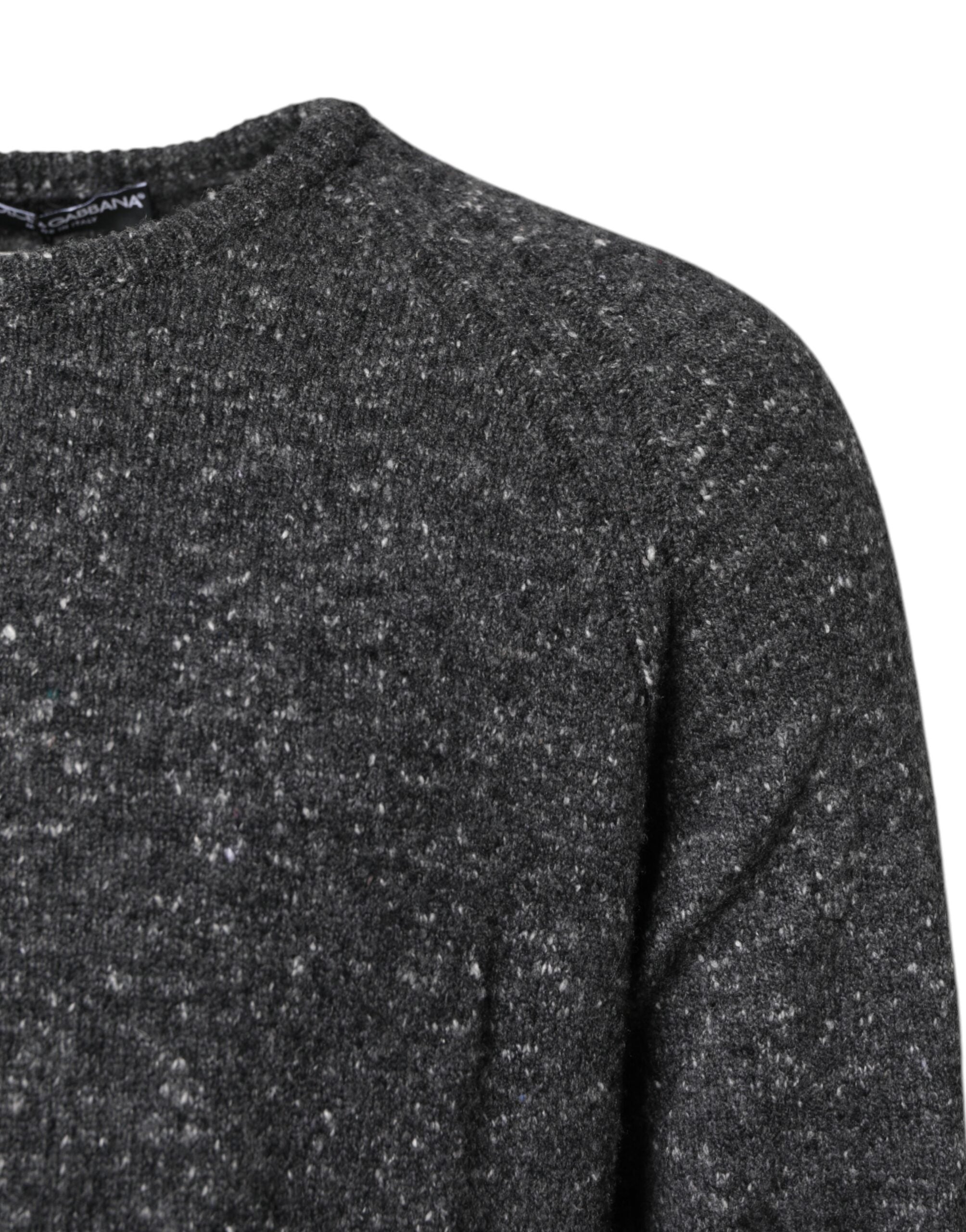 Dolce & Gabbana Gray Wool Knitted Round Neck Pullover Sweater