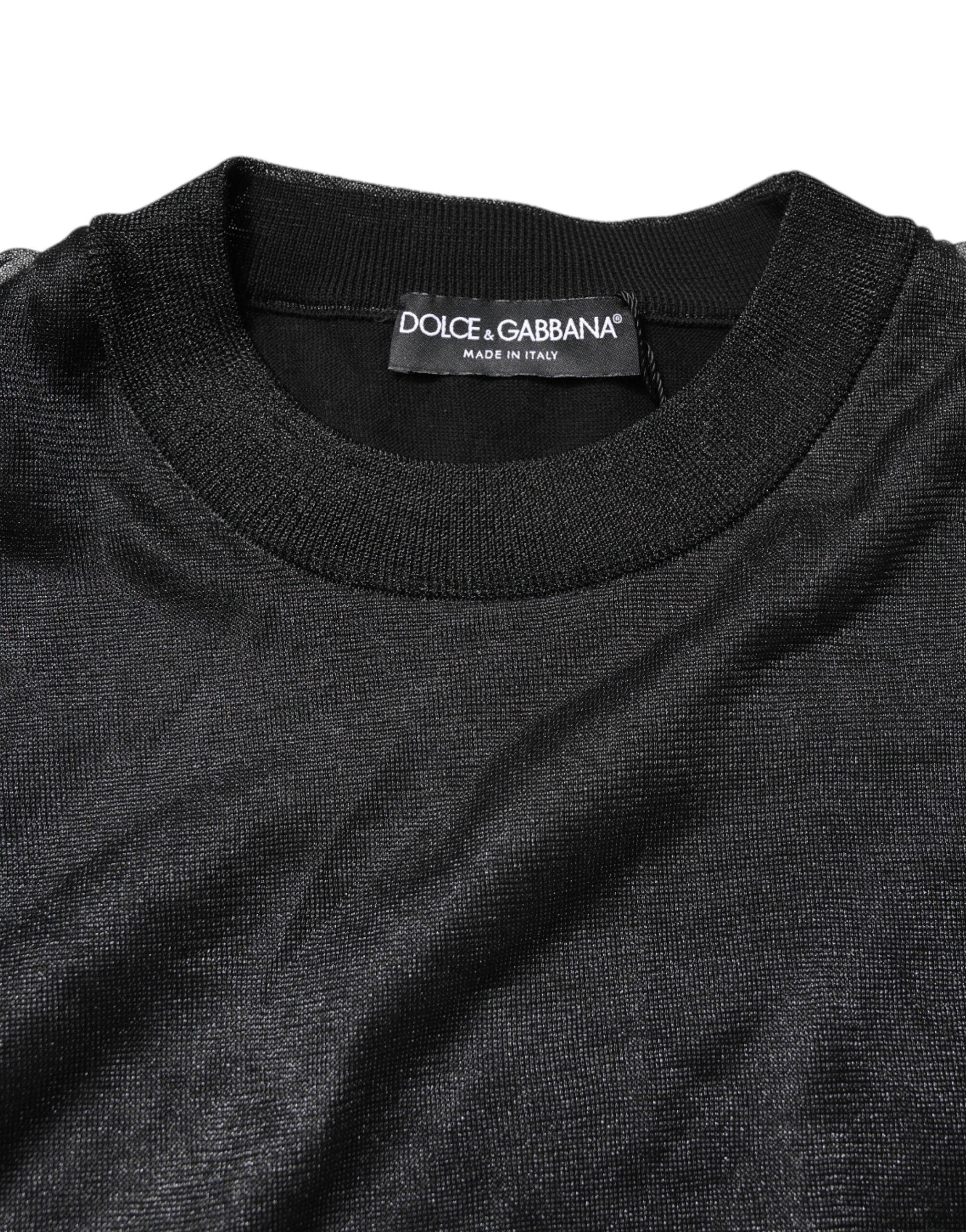 Dolce & Gabbana Black Logo Knitted Crewneck Pullover Sweater
