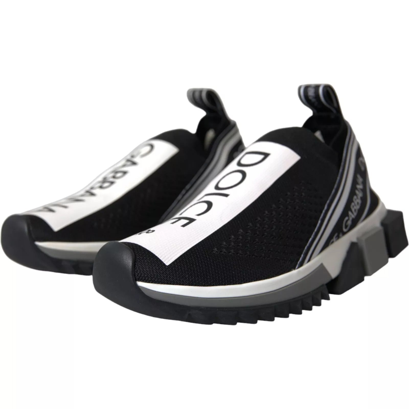 Dolce & Gabbana Black White Slip On Sorrento Sneakers Shoes