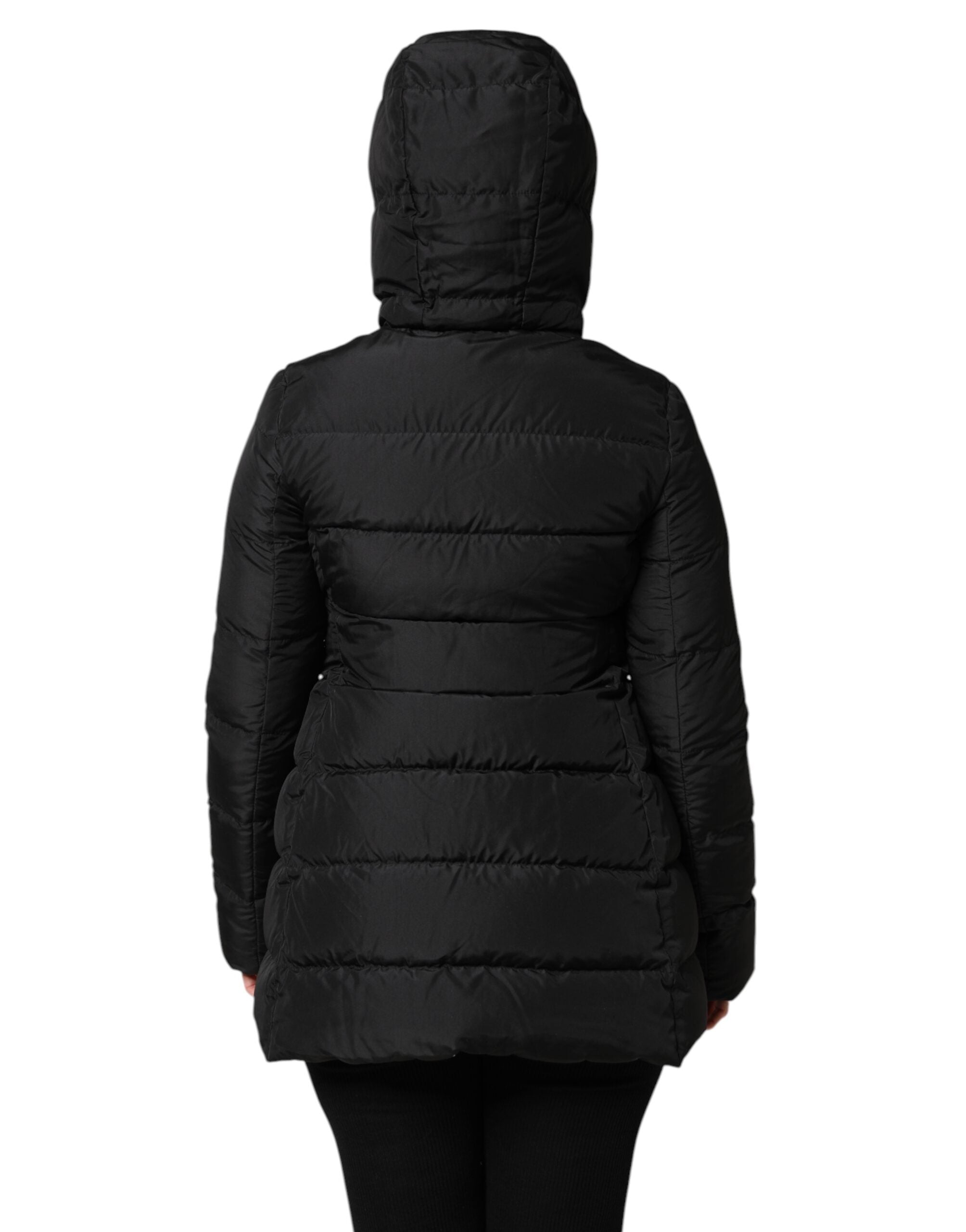 Dolce & Gabbana Black Puffer Hooded Zip Reversible Jacket