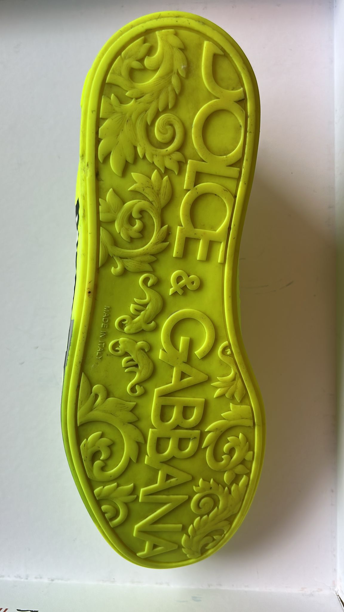 Dolce & Gabbana Neon Green Logo Tape Low Top Sneakers Shoes