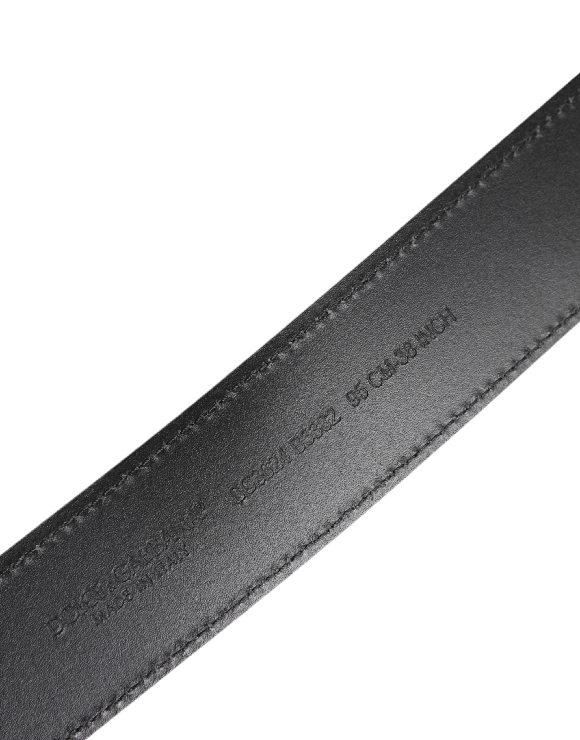 Dolce & Gabbana Black Classic Silver Metal Logo Buckle Belt