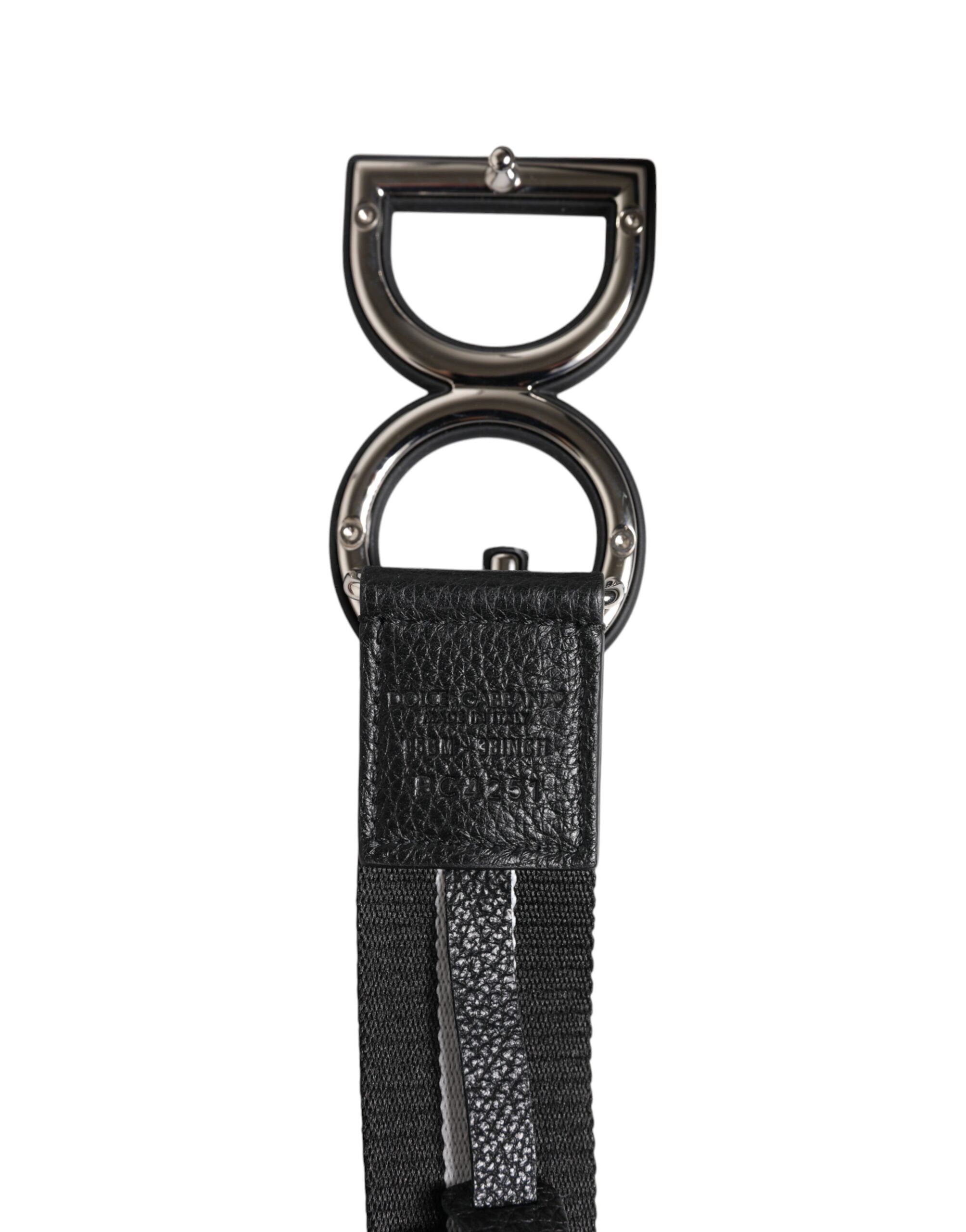 Dolce & Gabbana Black Polyester Logo Print DG Buckle Belt