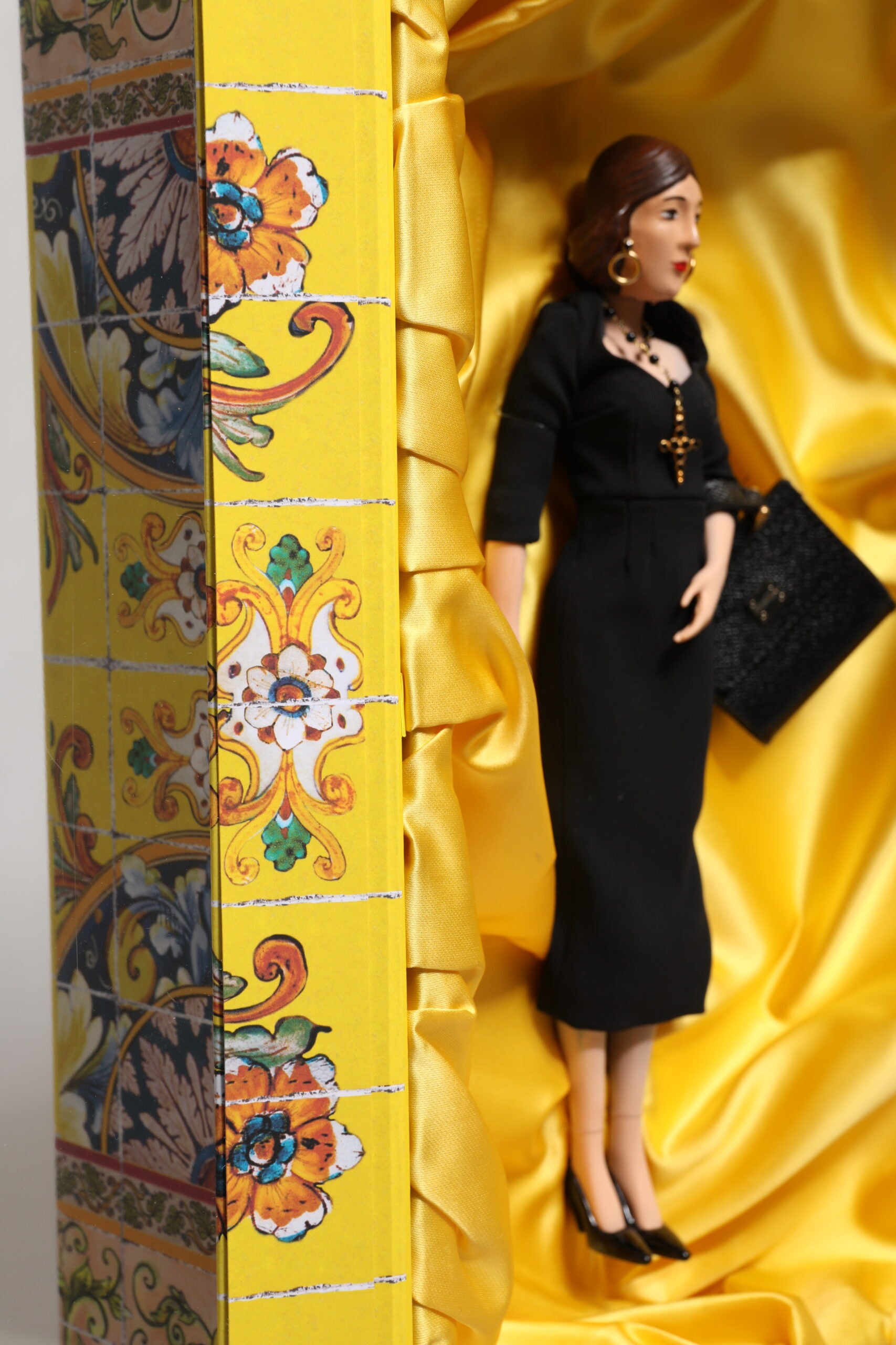 Dolce & Gabbana Black Dress Ceramic Porcelain Fashion Leather Sicily Dolls