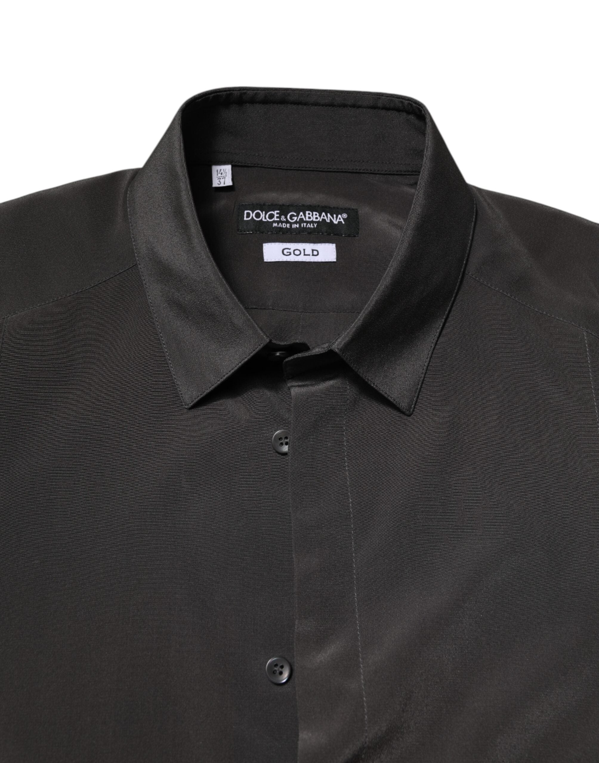 Dolce & Gabbana Dark Gray Silk GOLD Dress Formal Shirt