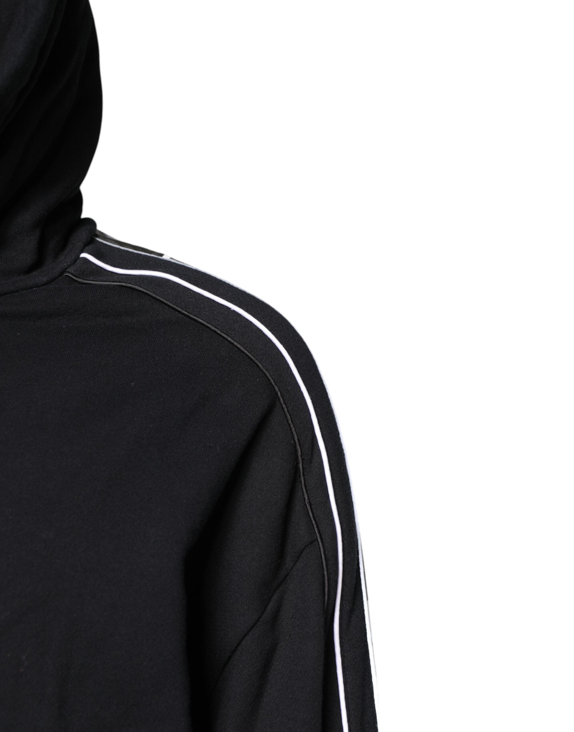 Dolce & Gabbana Black Cotton Logo Hooded Sweatshirt Sweater