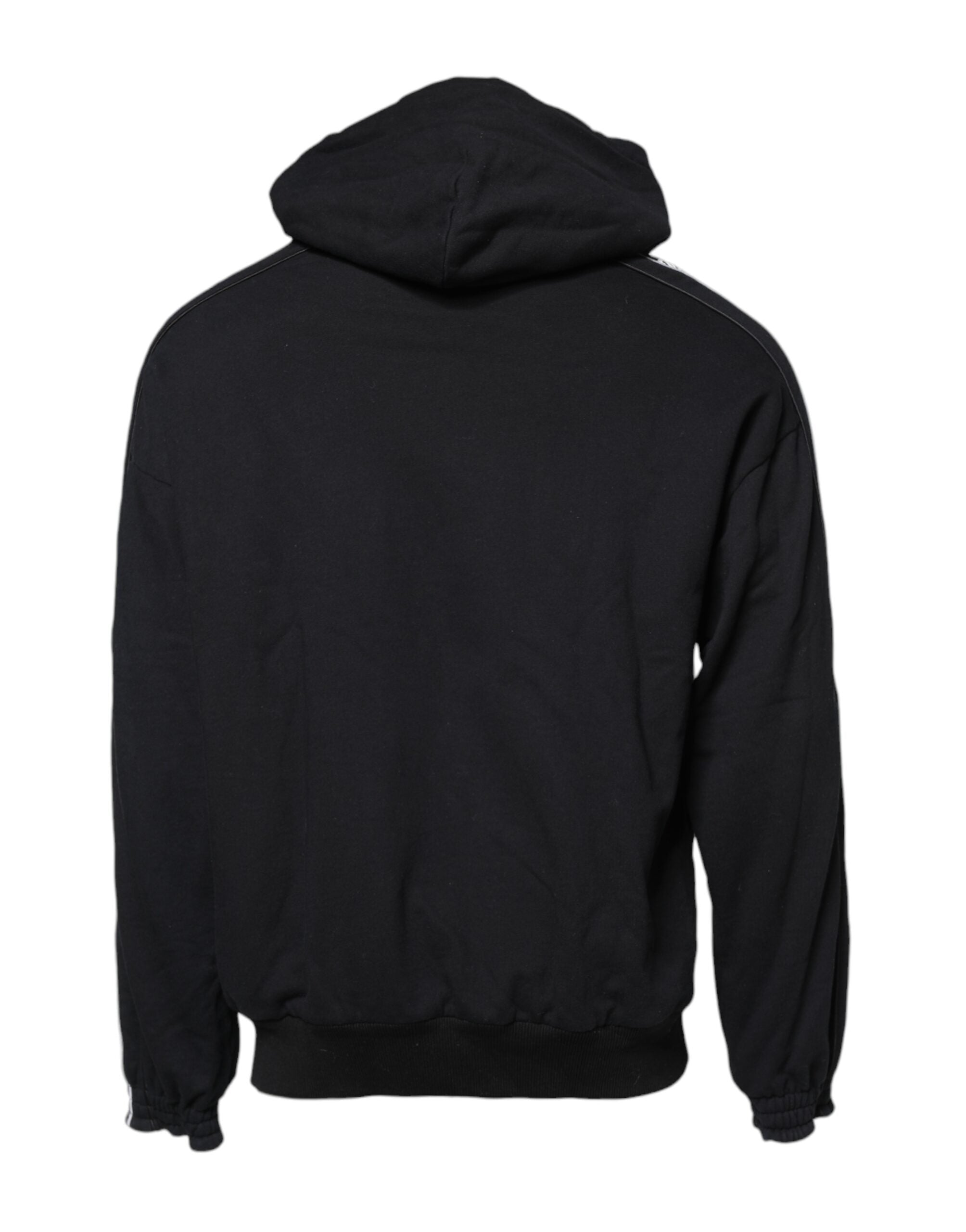 Dolce & Gabbana Black Cotton Logo Hooded Sweatshirt Sweater