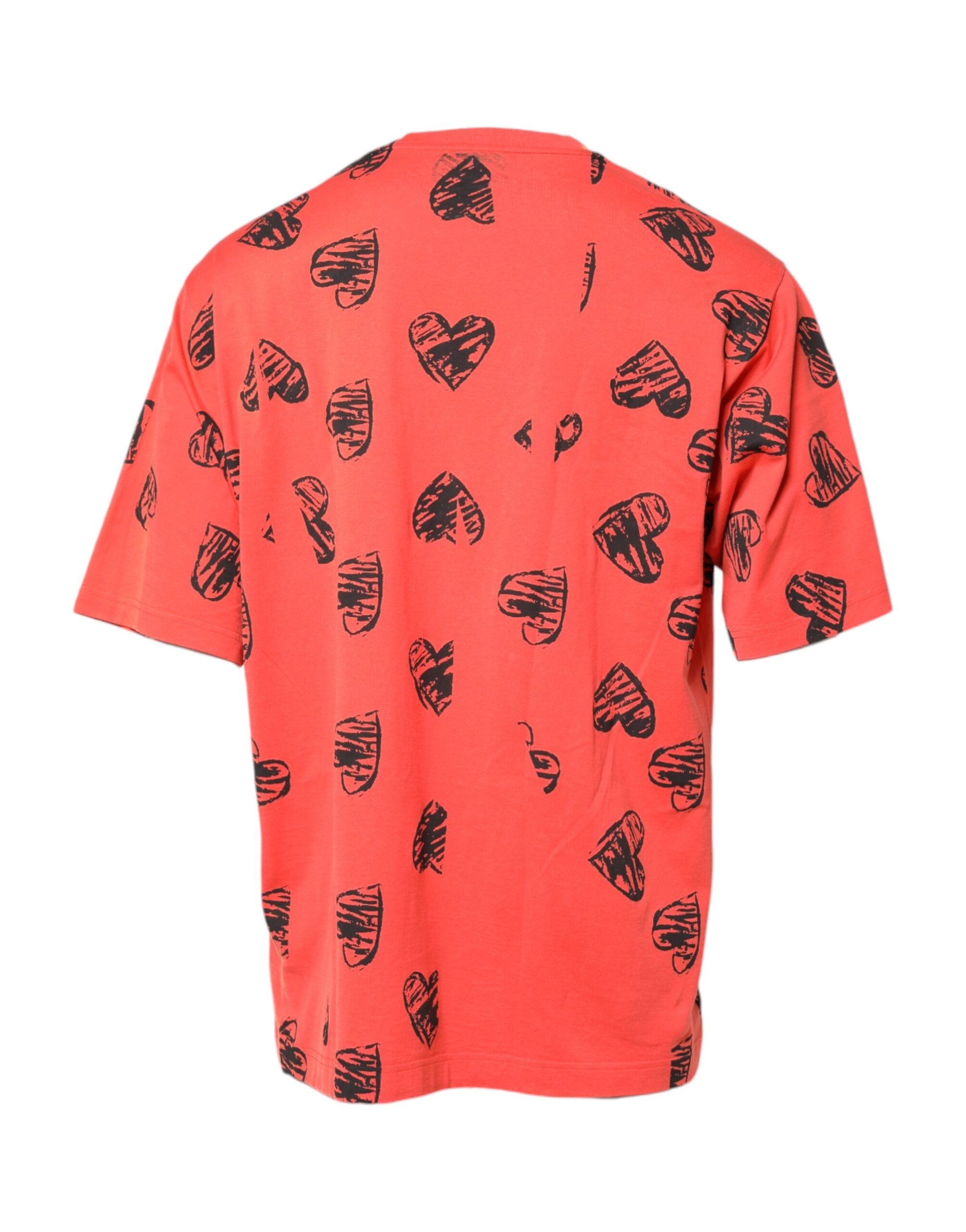 Dolce & Gabbana Red Cotton Short Sleeve DG Heart Logo T-shirt