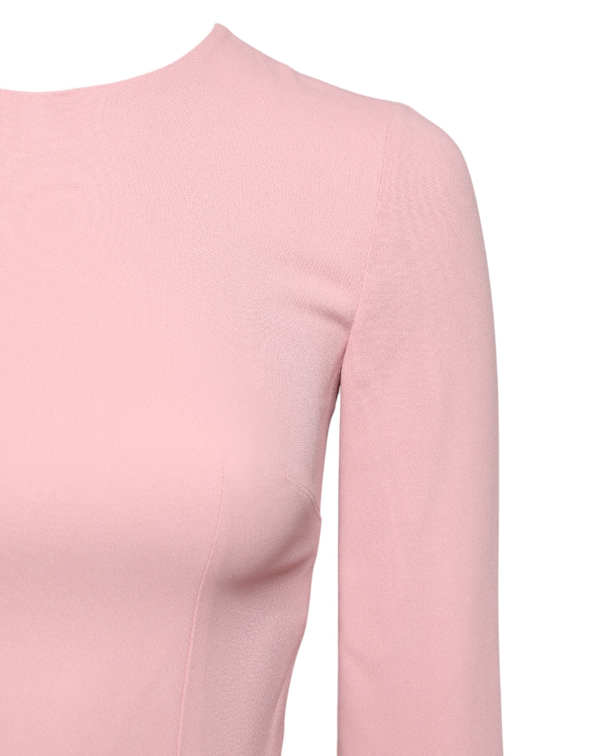 Dolce & Gabbana Pink Viscose 3/4 Sleeves Sheath Midi Dress
