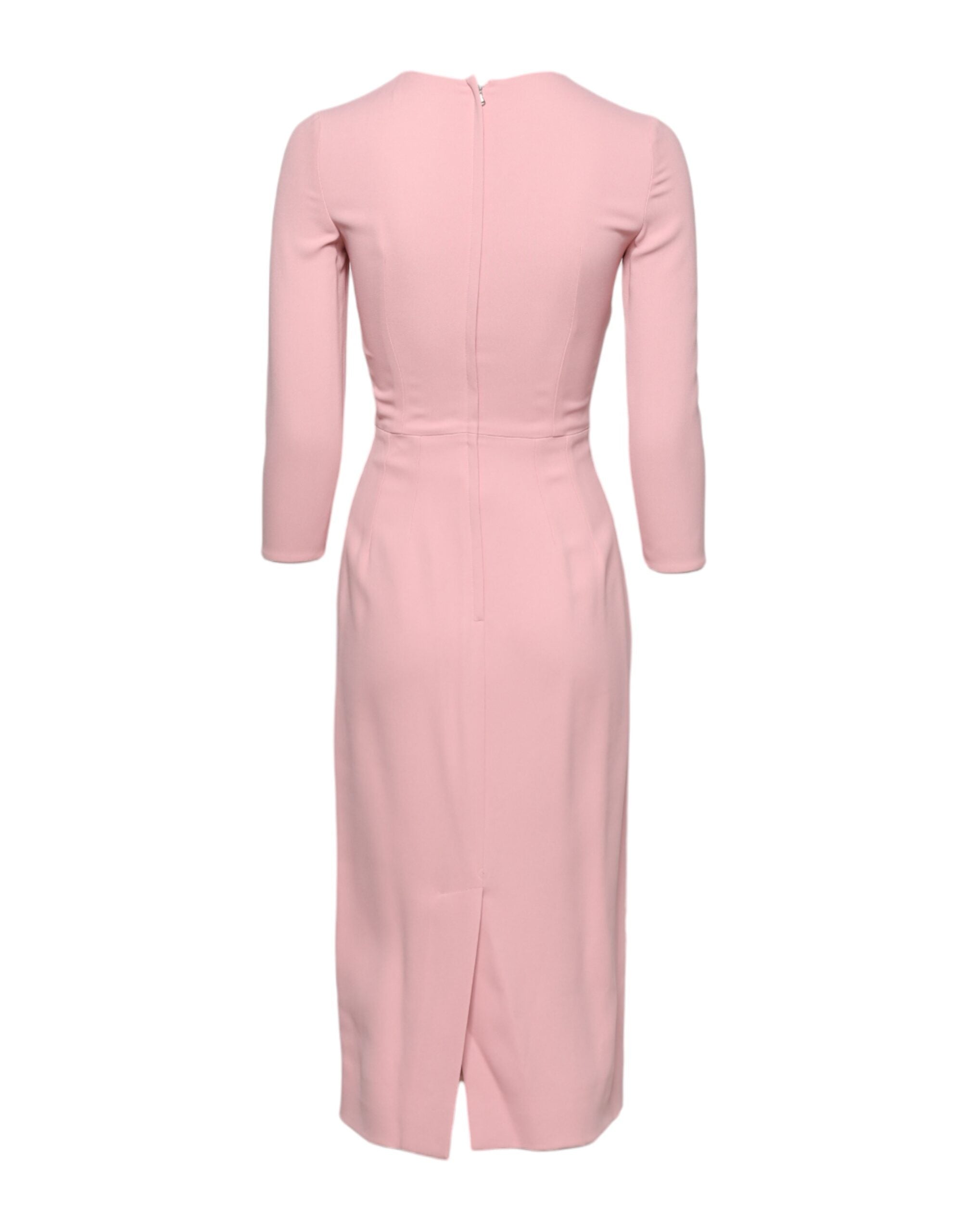 Dolce & Gabbana Pink Viscose 3/4 Sleeves Sheath Midi Dress