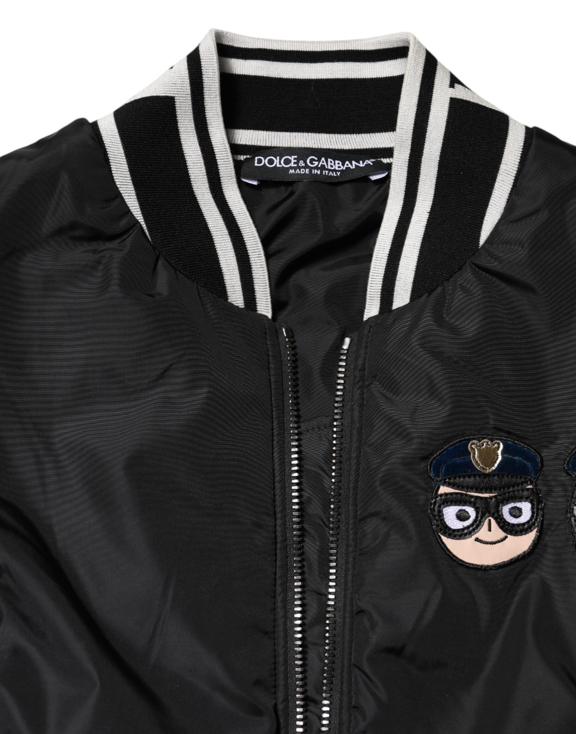 Dolce & Gabbana Black Nylon #DGFamily Full Zip Bomber Jacket