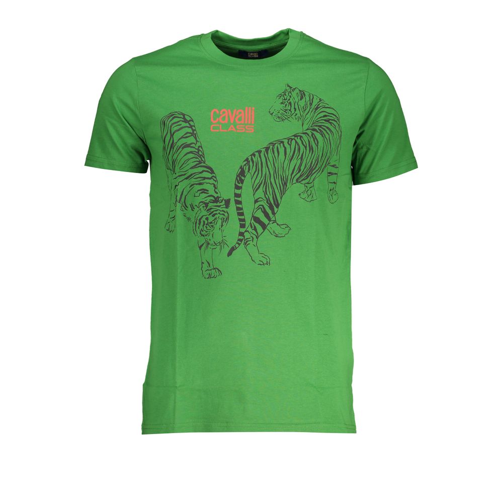 Discover the Cavalli Class Verde Cotton Men T-Shirt, a masterpiece of 100% cotton that redefines elegance, blending luxurious comfort with bold sophistication for the discerning individual.