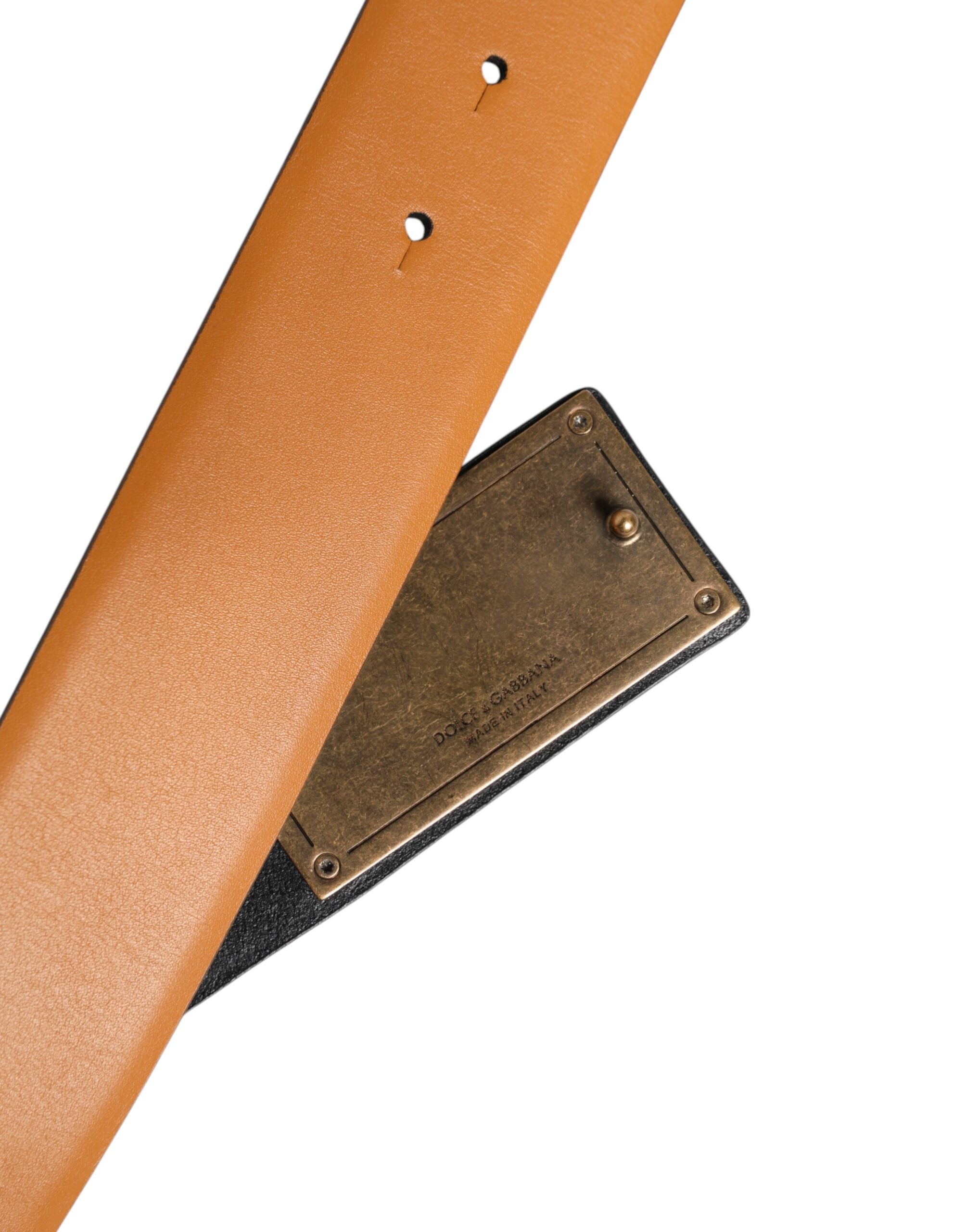 Dolce & Gabbana Brown Leather Buckle DG Logo Embossed Belt