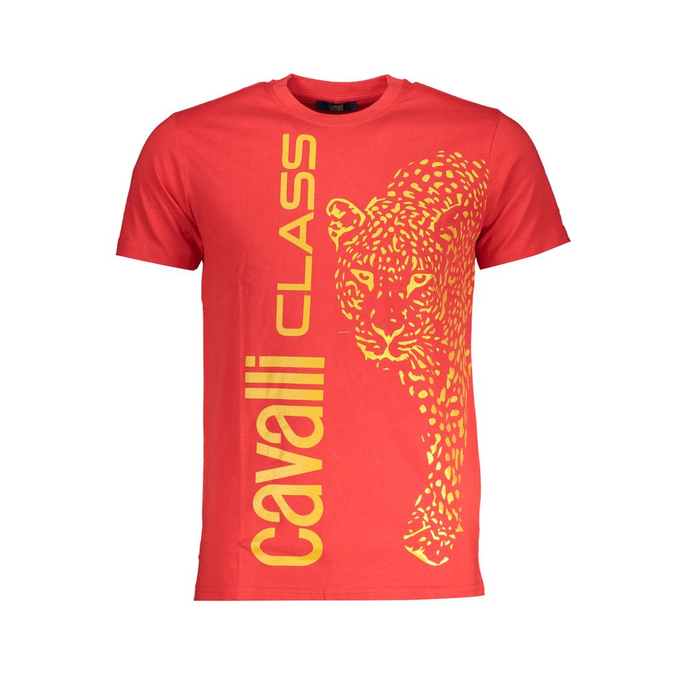 Elevate your style with the Cavalli Class Rosso Cotton Men T-Shirt, a luxurious blend of comfort and sophistication, perfect for the discerning individual.
