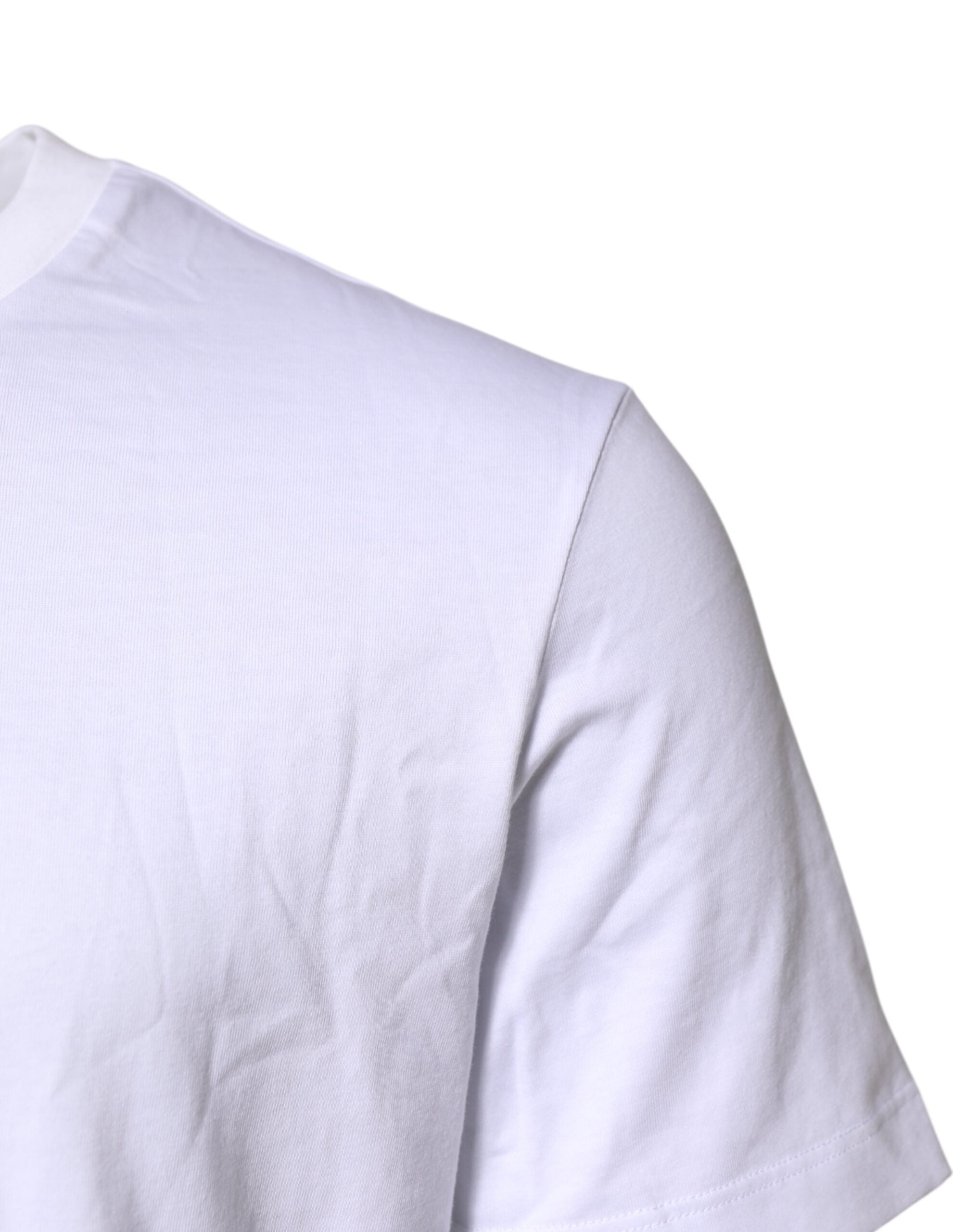 Dolce & Gabbana White Logo Embroidery Crew Neck T-shirt