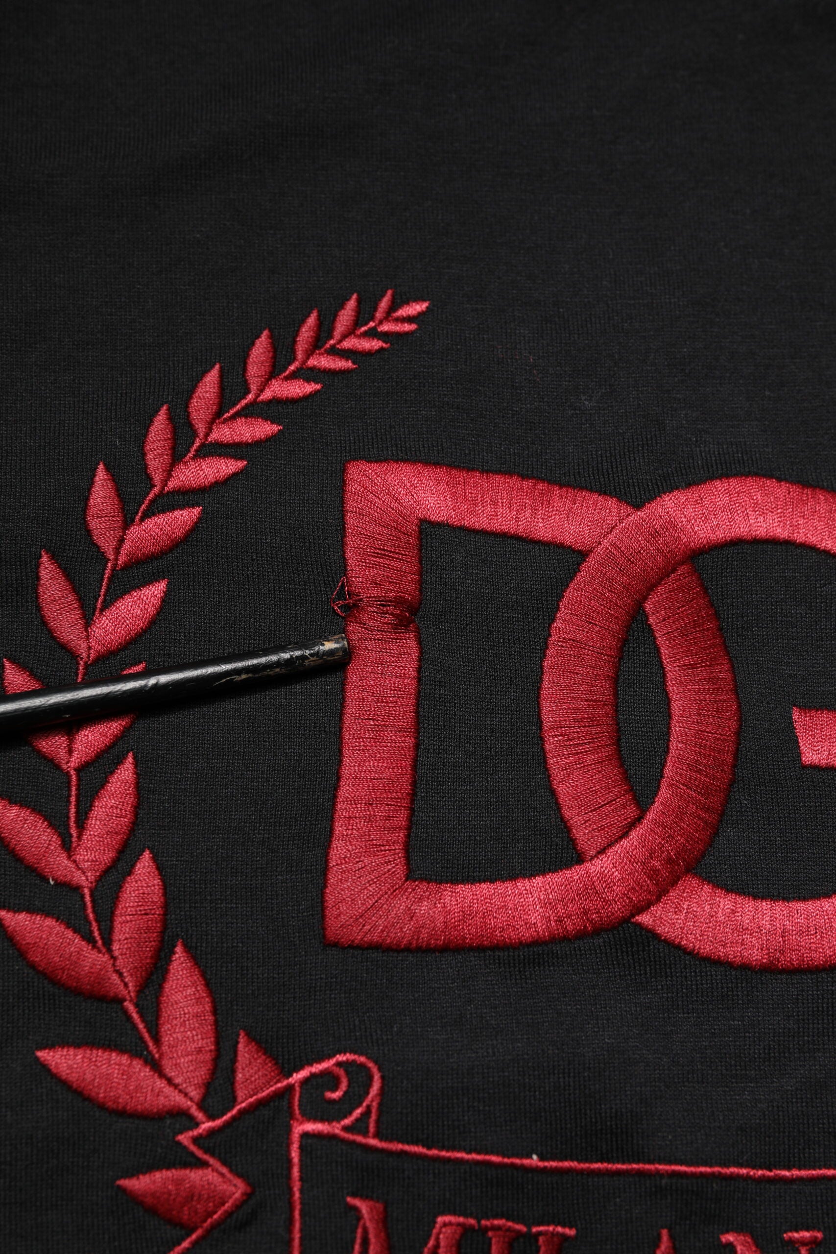 Dolce & Gabbana Black Cotton Embroidered Crew Neck T-shirt