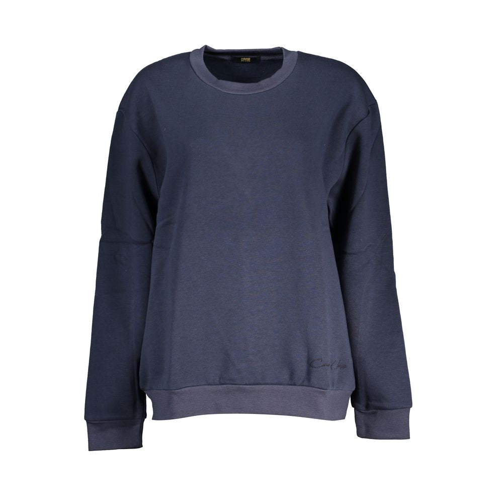 Elevate your style with the Cavalli Class Blu Polyester Woman Sweatshirt, a luxurious blend of comfort and sophistication, expertly crafted in Italy for the discerning fashionista.