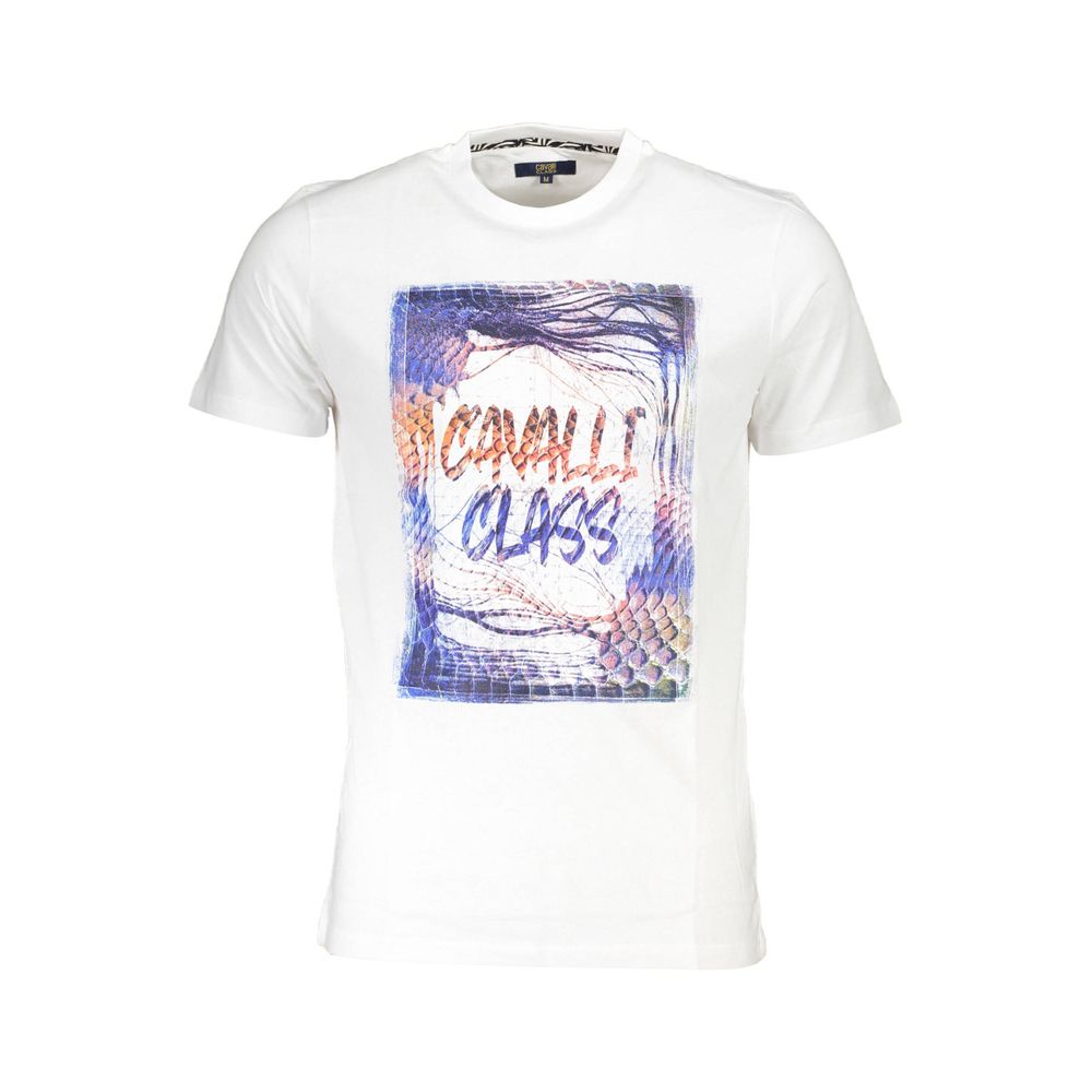 Discover the Cavalli Class Bianco Cotton Men T-Shirt, a luxurious blend of 100% soft cotton and exquisite craftsmanship, perfect for those who embrace elegance and confidence.