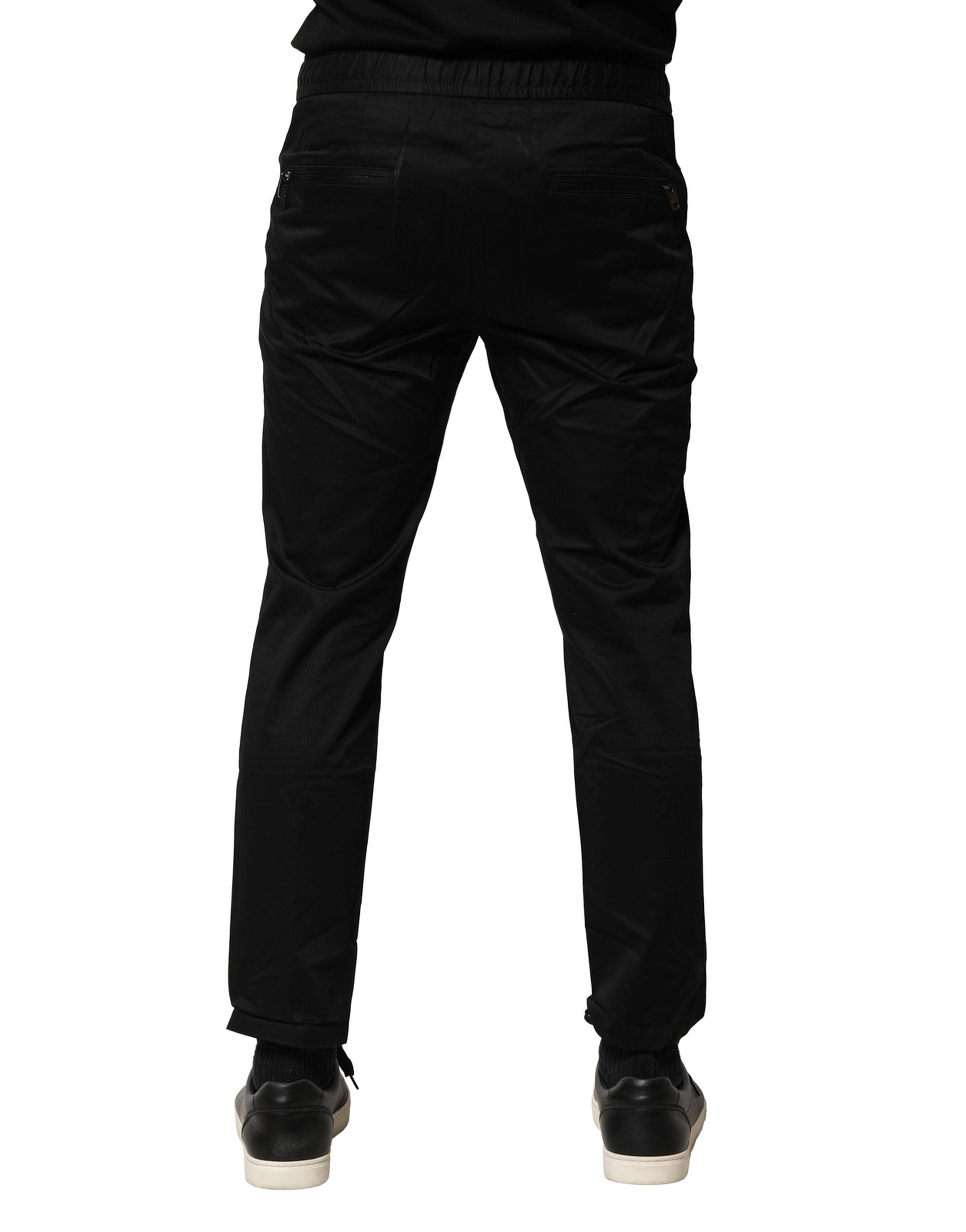 Dolce & Gabbana Black Cotton Mid Waist Jogger Pants