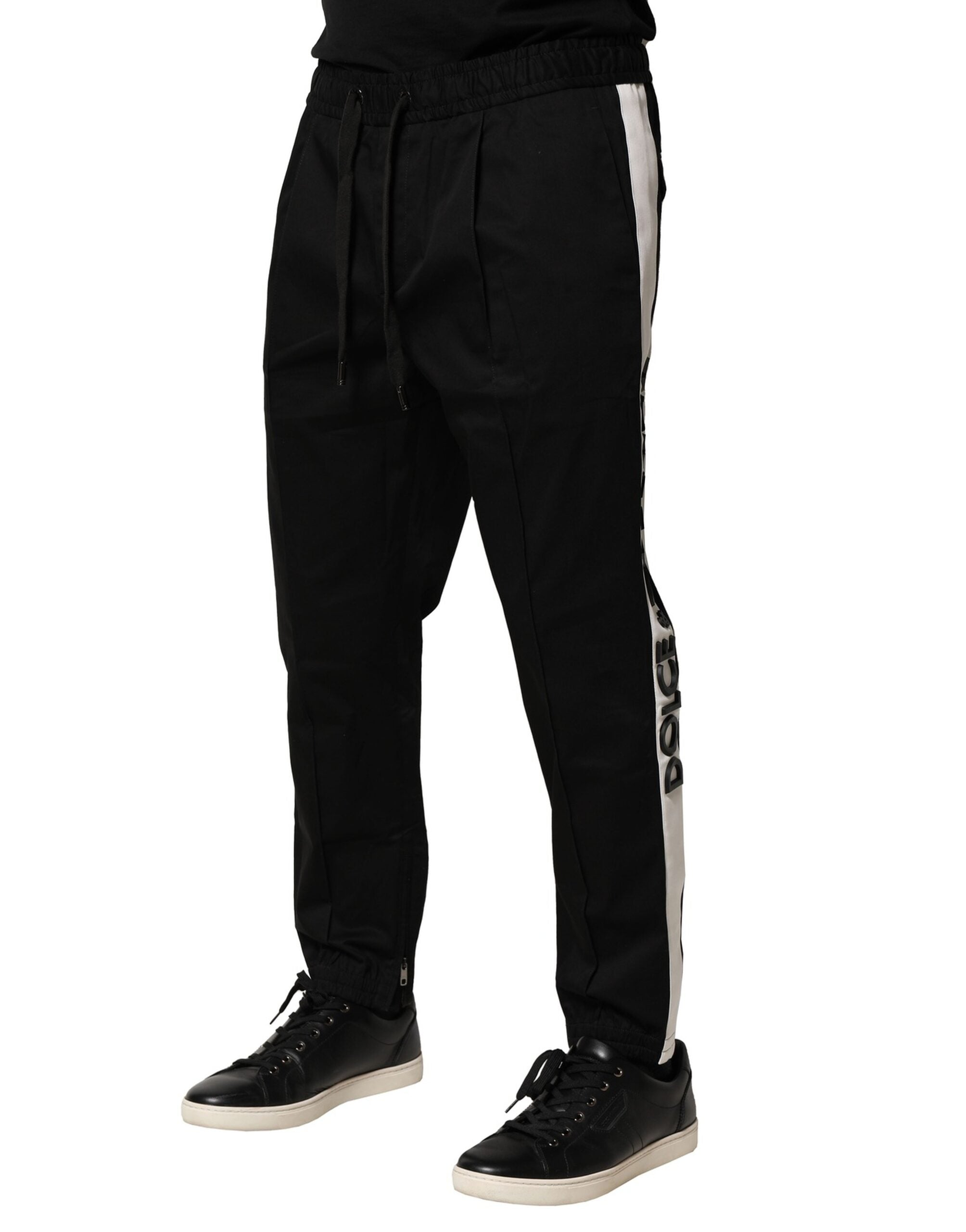 Dolce & Gabbana Black Cotton Mid Waist Jogger Pants