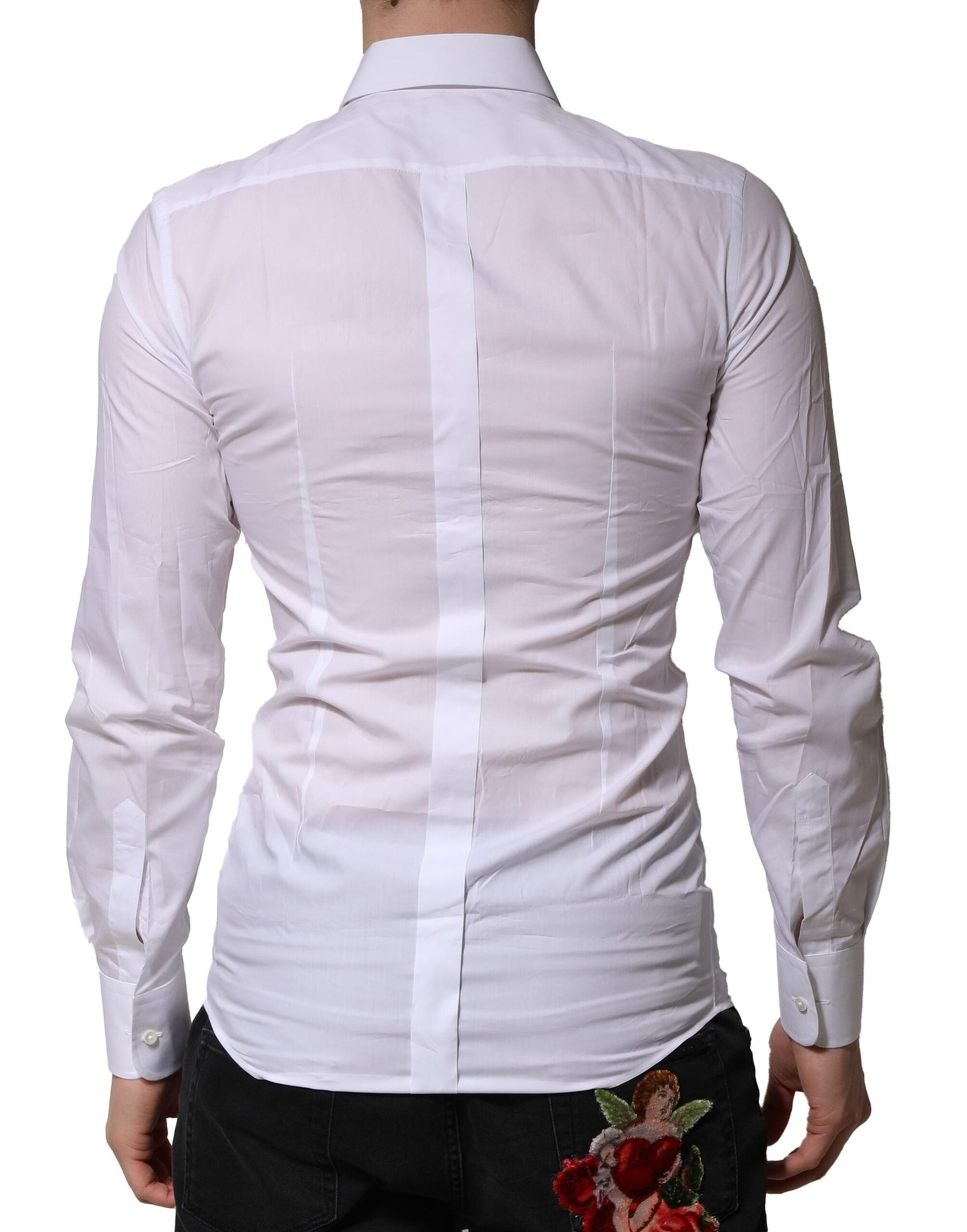 Dolce & Gabbana White GOLD Embellished Formal Men Dress Shirt