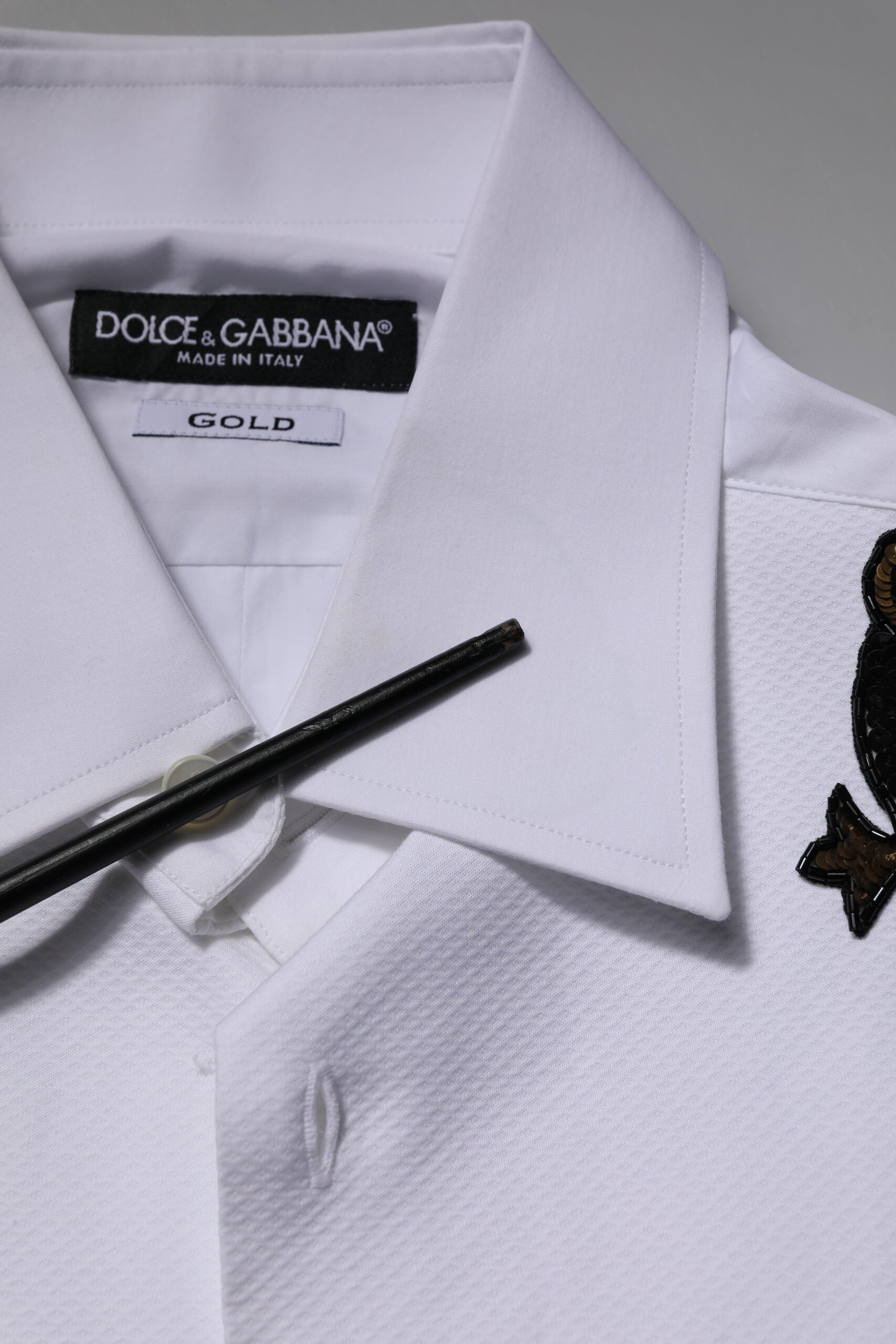 Dolce & Gabbana White GOLD Embellished Formal Men Dress Shirt