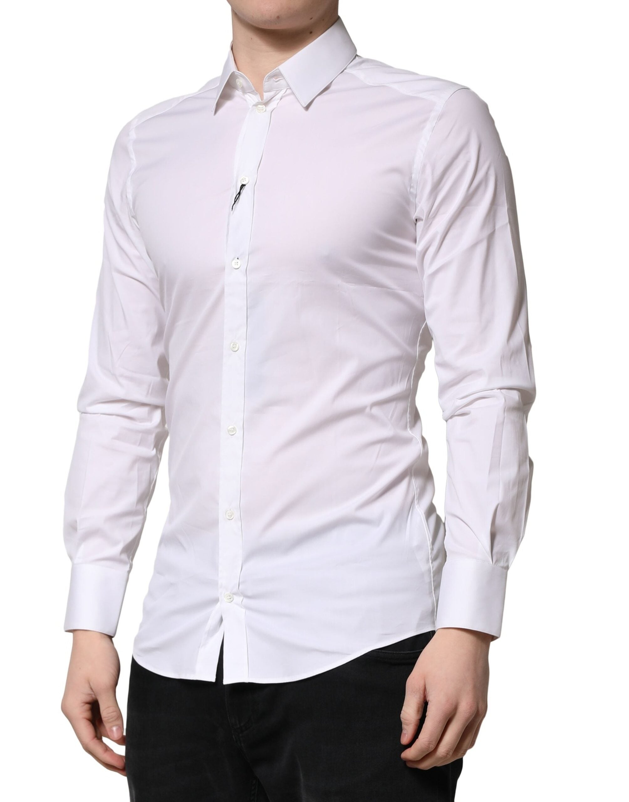 Dolce & Gabbana White GOLD Long Sleeves Dress Formal Shirt