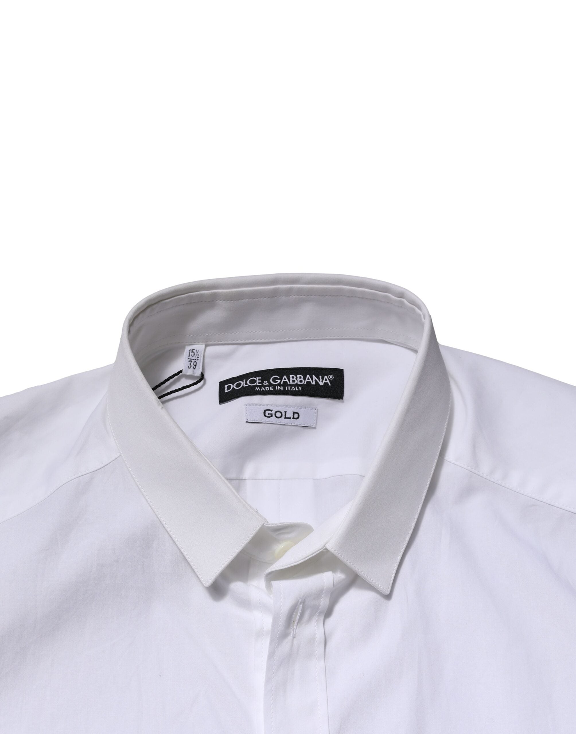 Dolce & Gabbana White Cotton GOLD Long Sleeves Formal Shirt