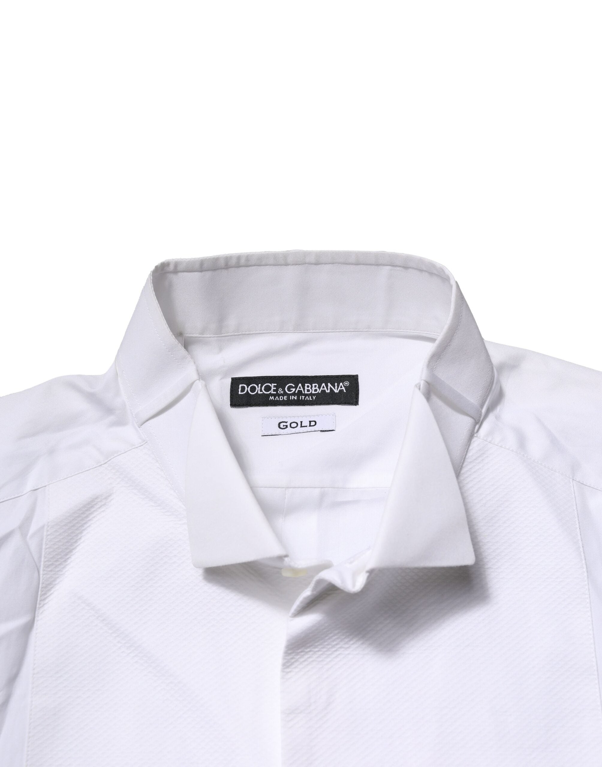 Dolce & Gabbana White GOLD Bib Poplin Dress Men Formal Shirt