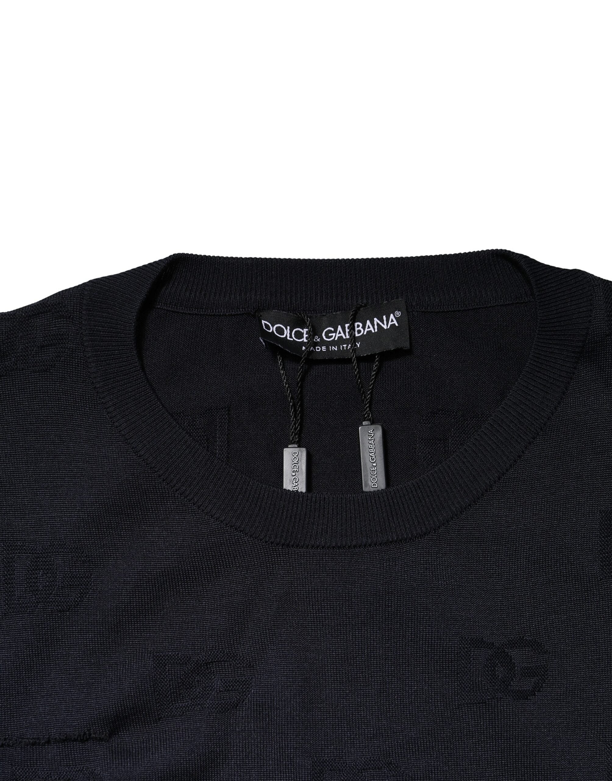 Dolce & Gabbana Black Silk Crew Neck Sweatshirt Sweater