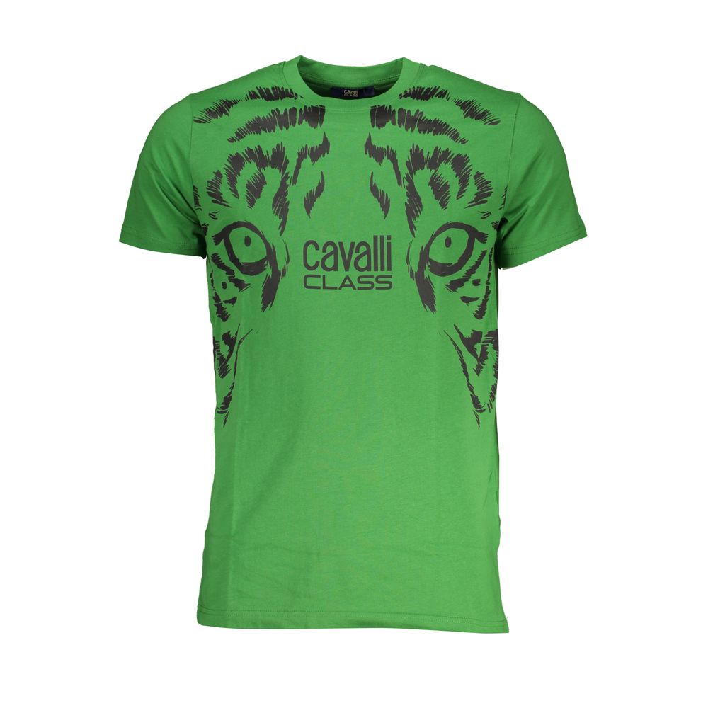 Discover the Cavalli Class Verde Cotton Men T-Shirt, a luxurious blend of 100% pure cotton, embodying sophistication and style for the discerning individual.