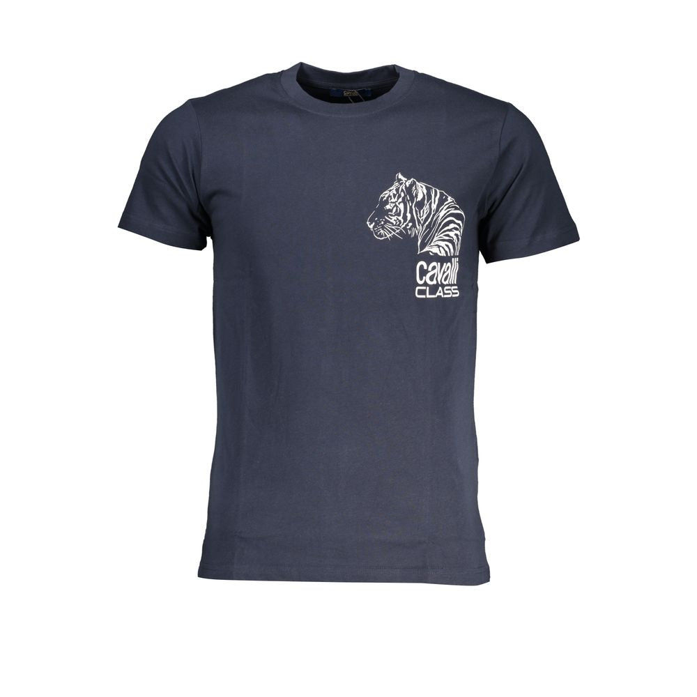 Elevate your wardrobe with the Cavalli Class Blu Cotton Men T-Shirt, crafted from 100% Cotone, embodying luxury and sophistication for the modern connoisseur.